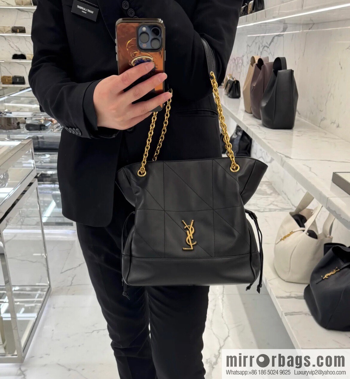 YSL 𝗝𝗮𝗺𝗶𝗲 𝟰.𝟯 small 𝗣𝗢𝗖𝗛𝗢𝗡_ lucky bag bucket bag 833948 black