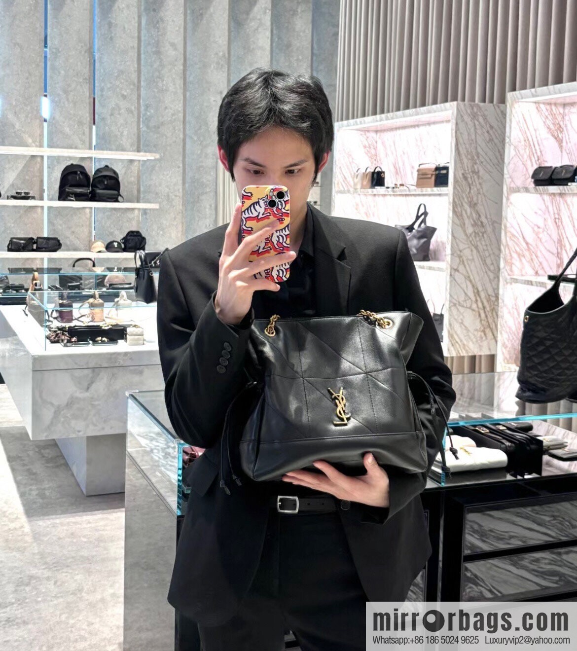 YSL 𝗝𝗮𝗺𝗶𝗲 𝟰.𝟯 small 𝗣𝗢𝗖𝗛𝗢𝗡_ lucky bag bucket bag 833948 black