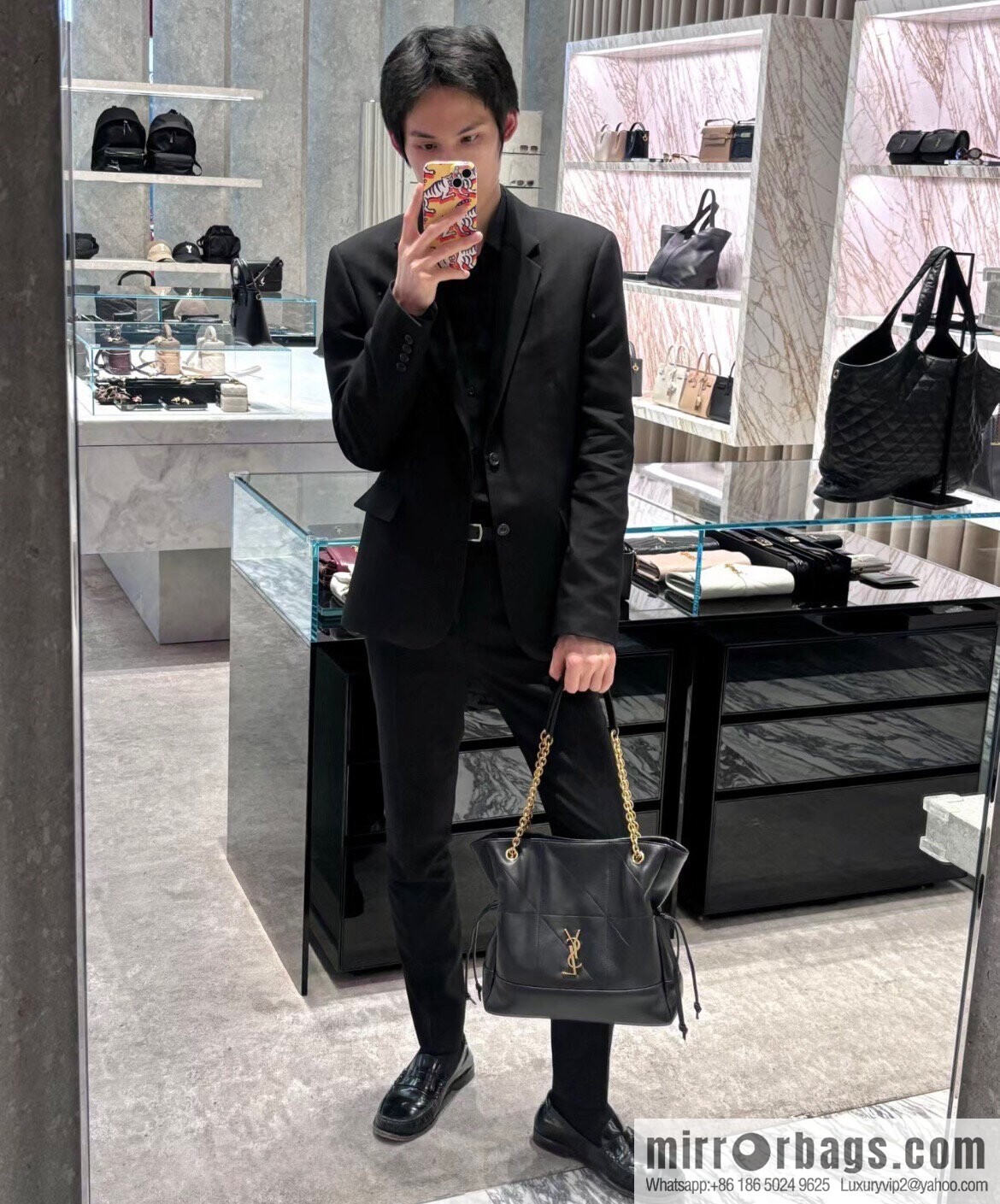 YSL 𝗝𝗮𝗺𝗶𝗲 𝟰.𝟯 small 𝗣𝗢𝗖𝗛𝗢𝗡_ lucky bag bucket bag 833948 black