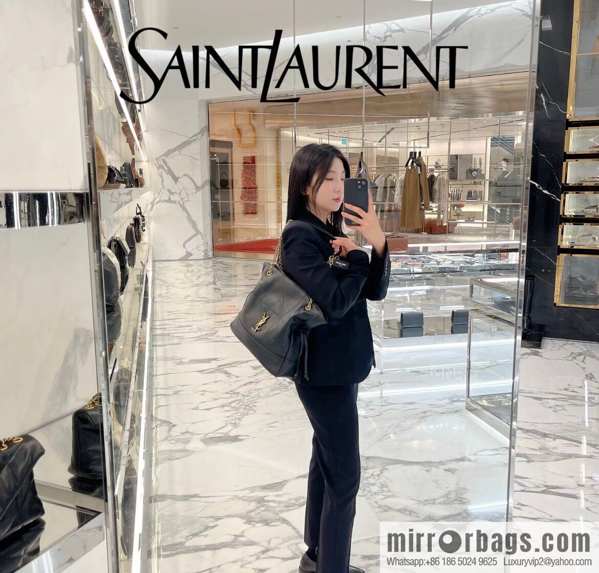 YSL 𝗝𝗮𝗺𝗶𝗲 𝟰.𝟯 small 𝗣𝗢𝗖𝗛𝗢𝗡_ lucky bag bucket bag 833948 black