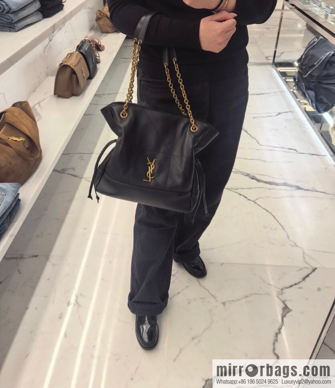 YSL 𝗝𝗮𝗺𝗶𝗲 𝟰.𝟯 small 𝗣𝗢𝗖𝗛𝗢𝗡_ lucky bag bucket bag 833948 black