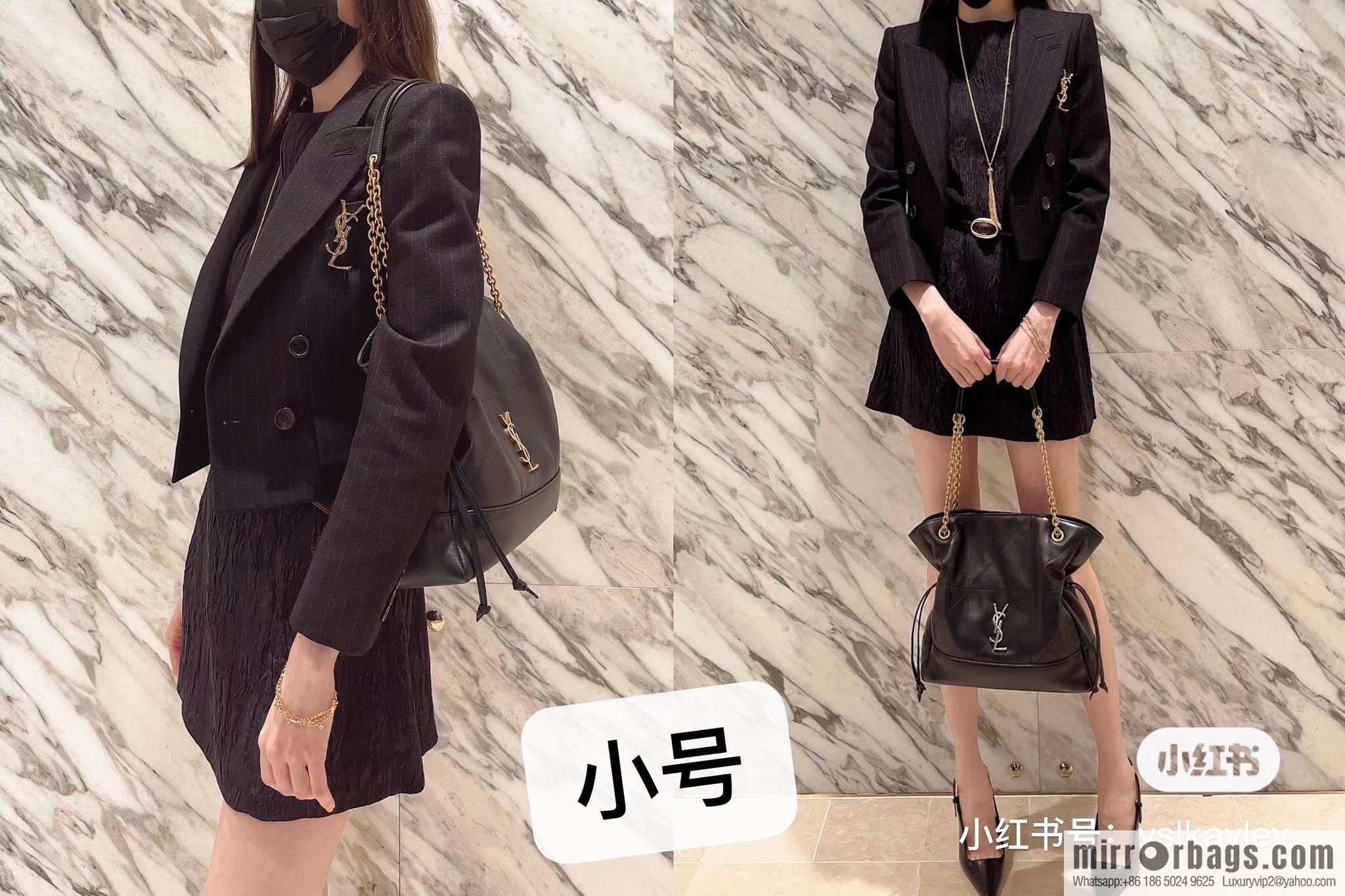 YSL 𝗝𝗮𝗺𝗶𝗲 𝟰.𝟯 small 𝗣𝗢𝗖𝗛𝗢𝗡_ lucky bag bucket bag 833948 black