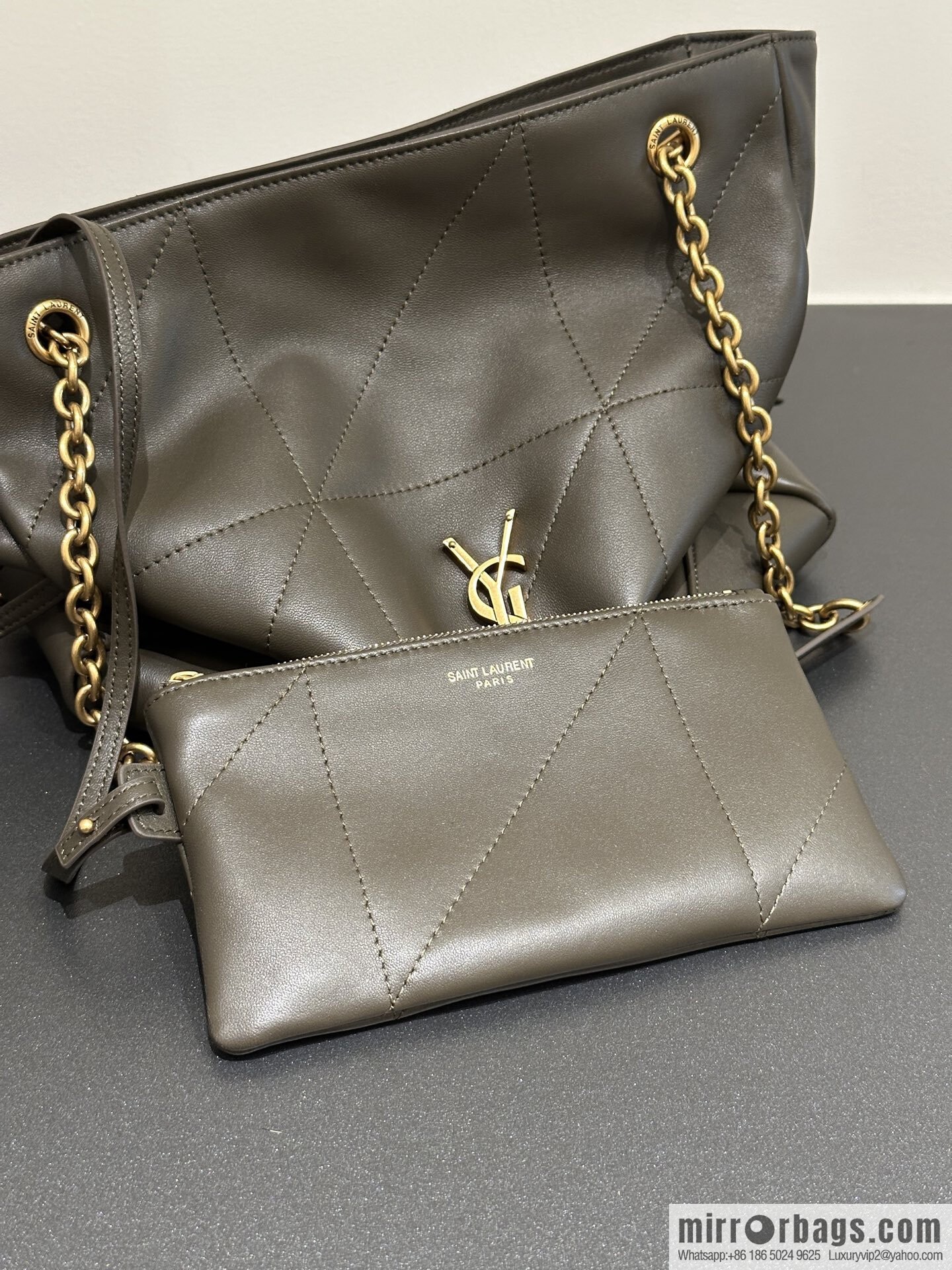 YSL 𝗝𝗮𝗺𝗶𝗲 𝟰.𝟯 small 𝗣𝗢𝗖𝗛𝗢𝗡_ lucky bag bucket bag 833948 dark green