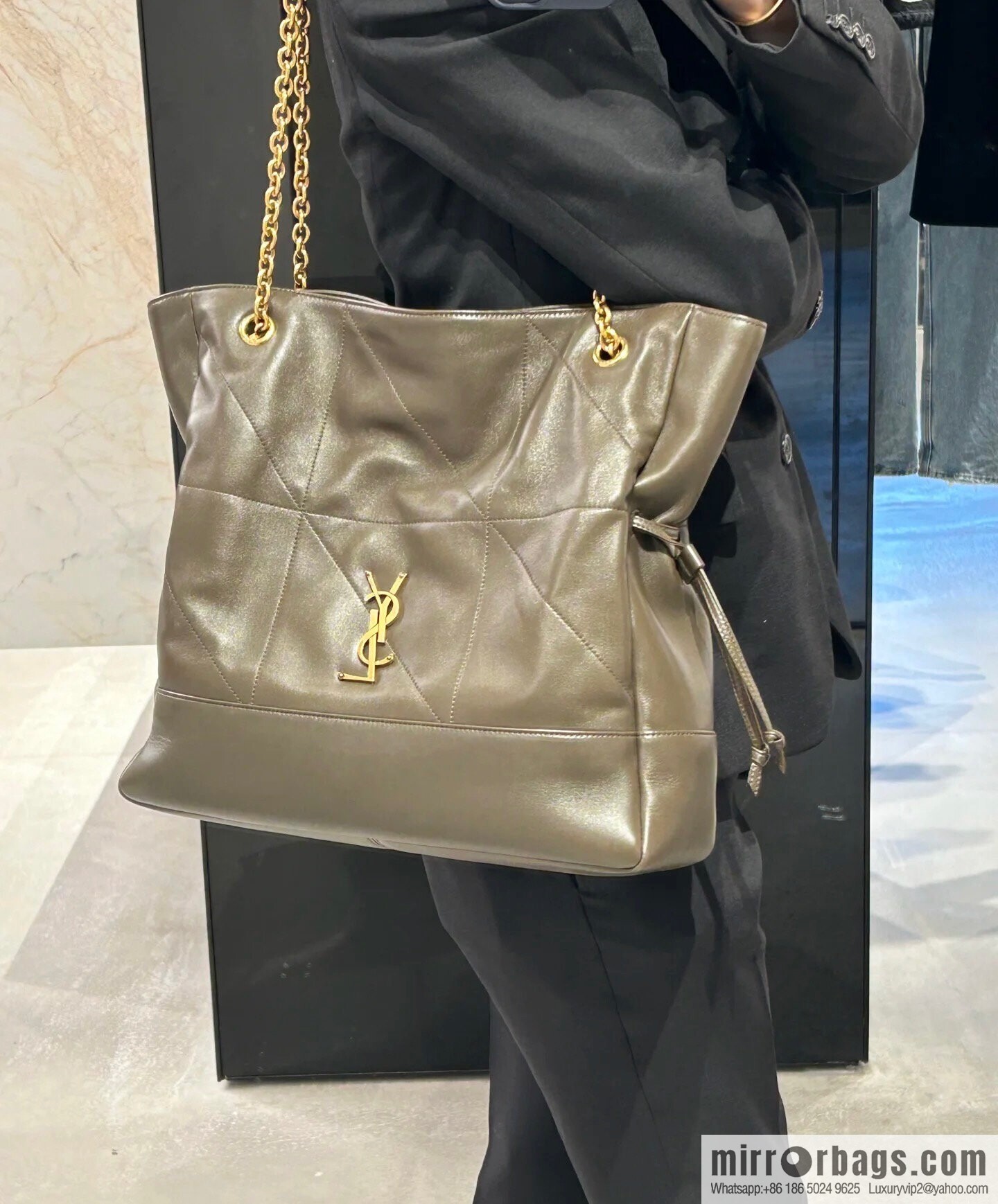 YSL 𝗝𝗮𝗺𝗶𝗲 𝟰.𝟯 large 𝗣𝗢𝗖𝗛𝗢𝗡_ lucky bag bucket bag 809824 musk green