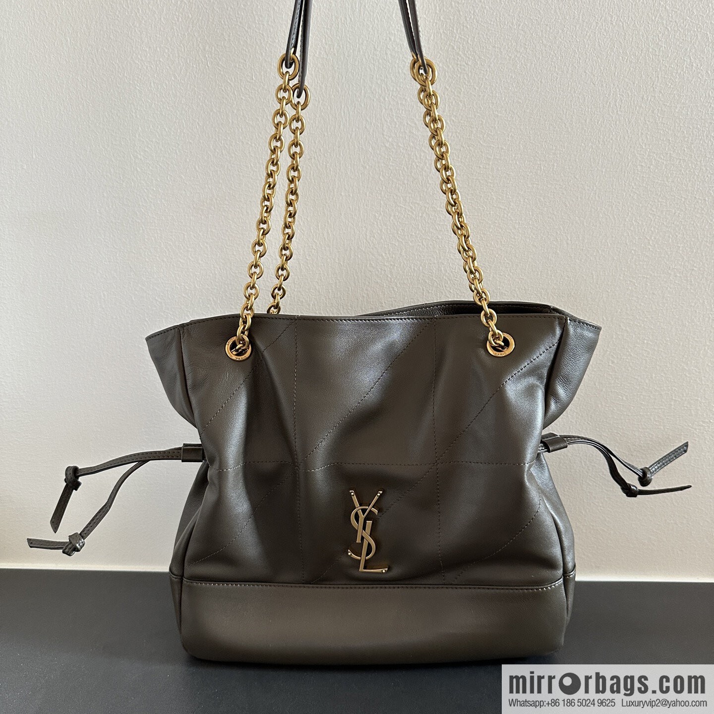 YSL 𝗝𝗮𝗺𝗶𝗲 𝟰.𝟯 large 𝗣𝗢𝗖𝗛𝗢𝗡_ lucky bag bucket bag 809824 musk green