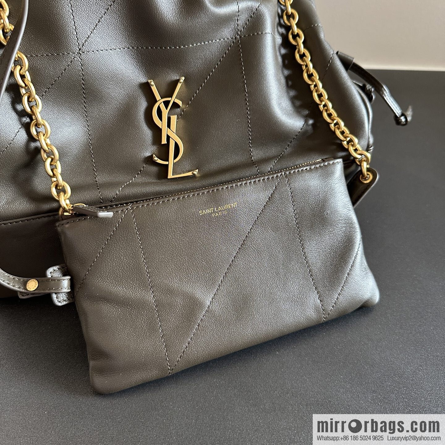 YSL 𝗝𝗮𝗺𝗶𝗲 𝟰.𝟯 large 𝗣𝗢𝗖𝗛𝗢𝗡_ lucky bag bucket bag 809824 musk green