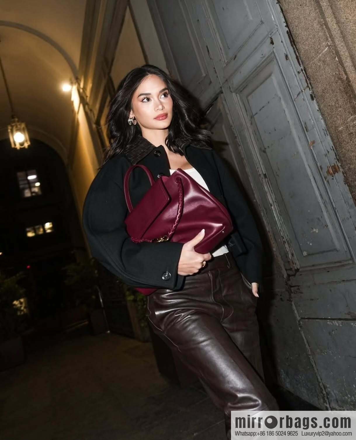 BV Ciao Ciao Handbag 817231 Barolo Burgundy