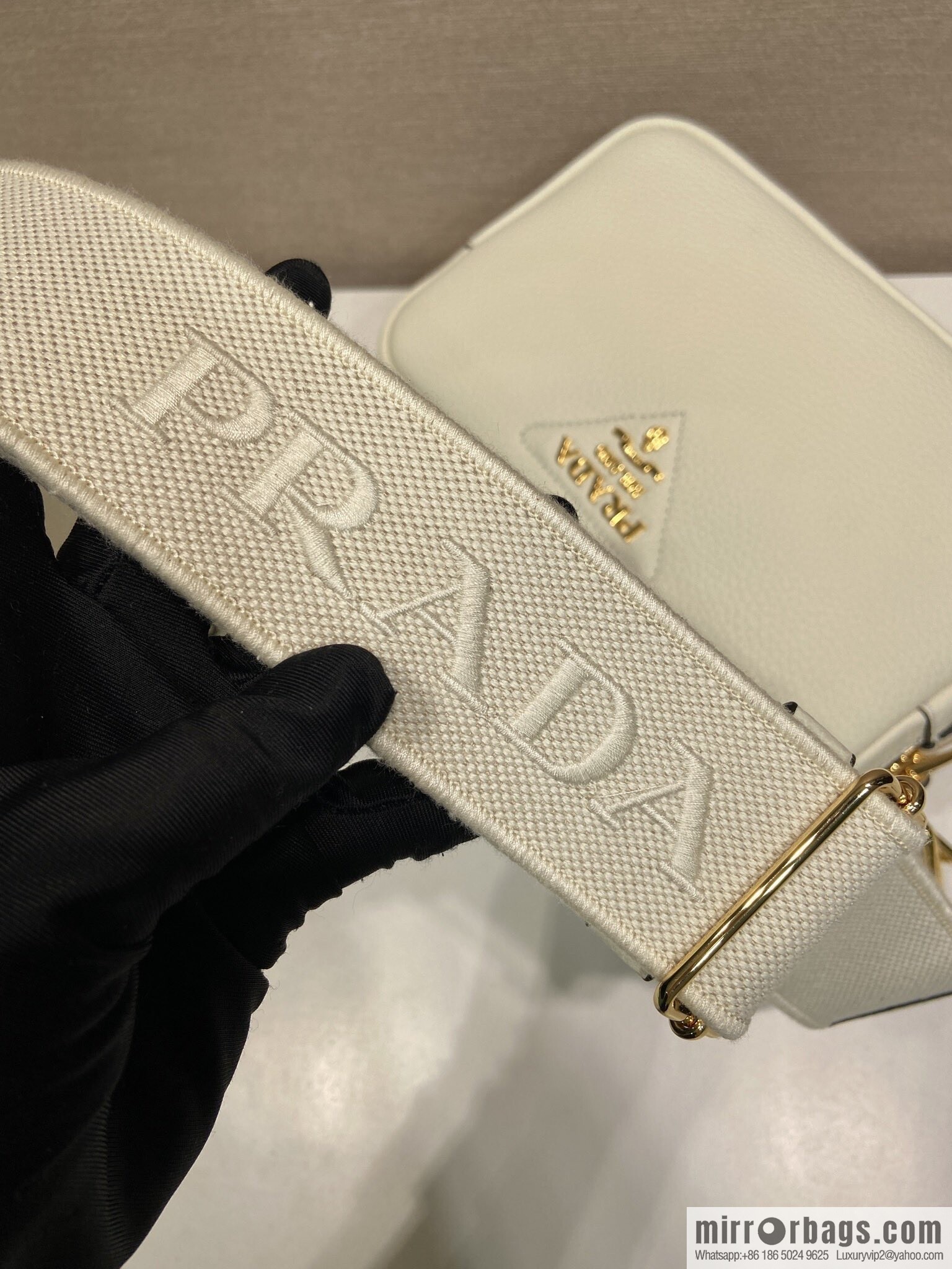 PRADA 🎉 new shoulder strap 🎉 1BD082-1 🎉 white