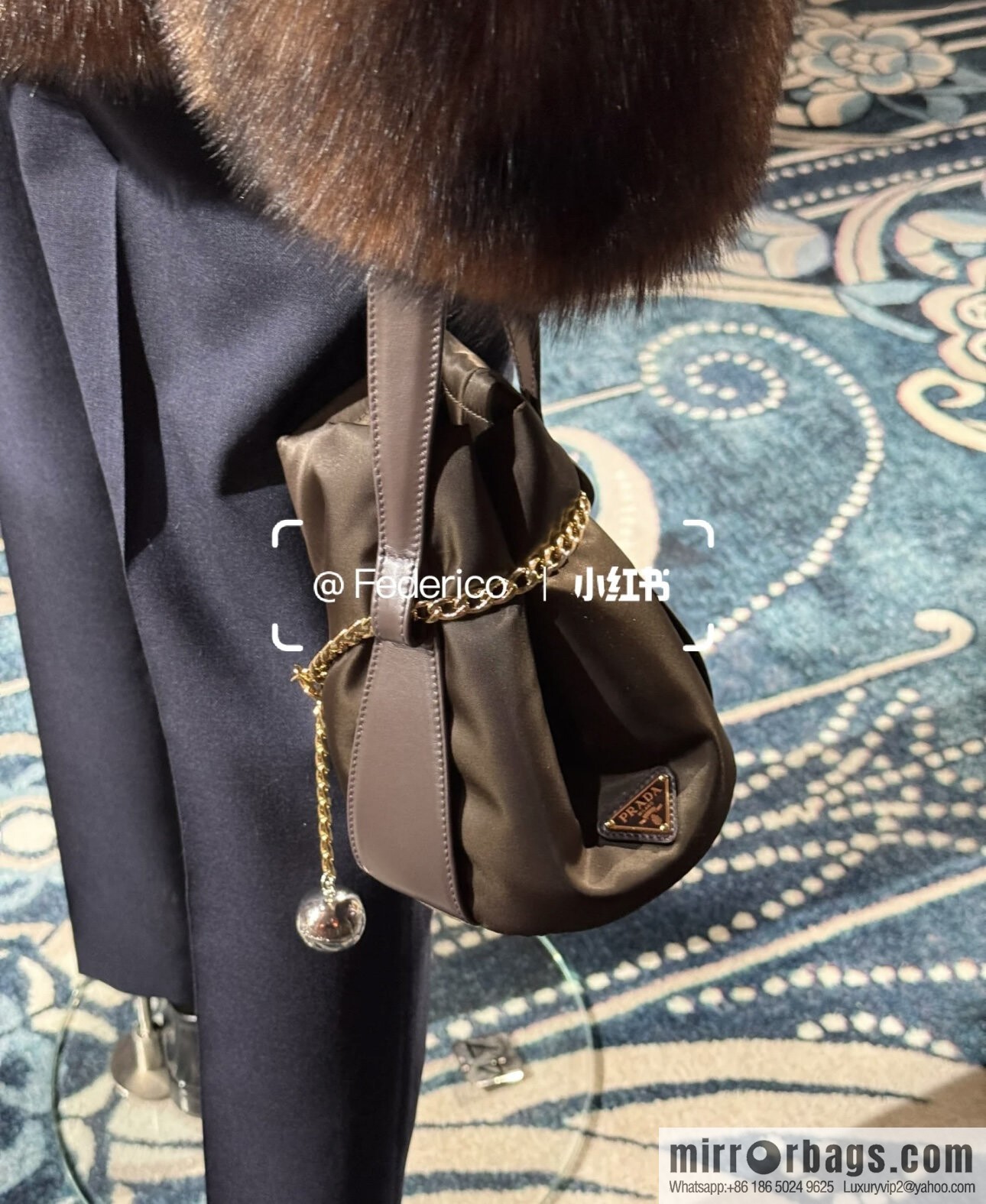 PRADA 🎉 new catwalk model 🎉 1BE088 rich small bucket 🎉🎉 coffee color