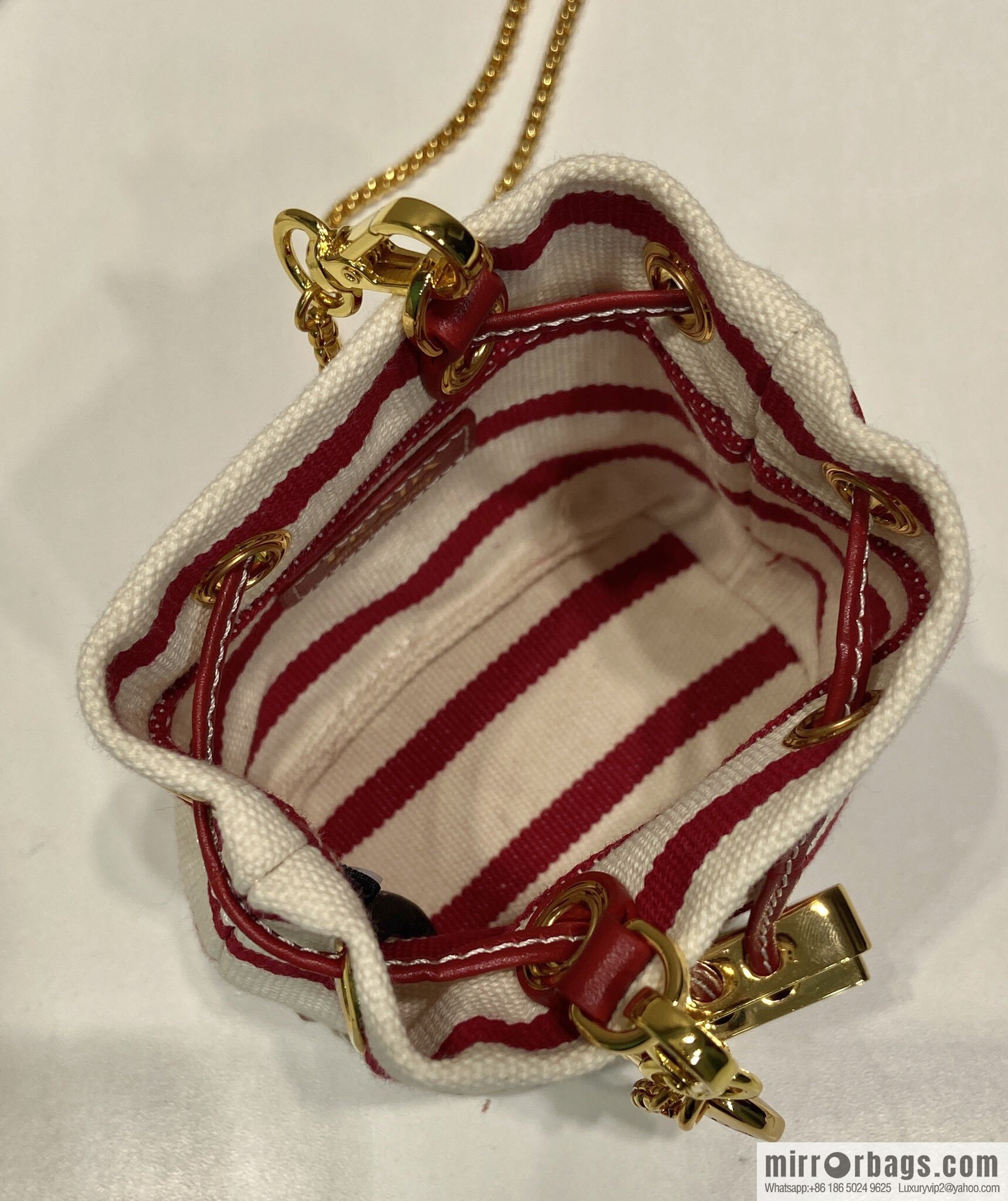 PRADA 🎉 Mini Bucket 🎉 1NR016 Stripe 🎉🎉 Red Stripe