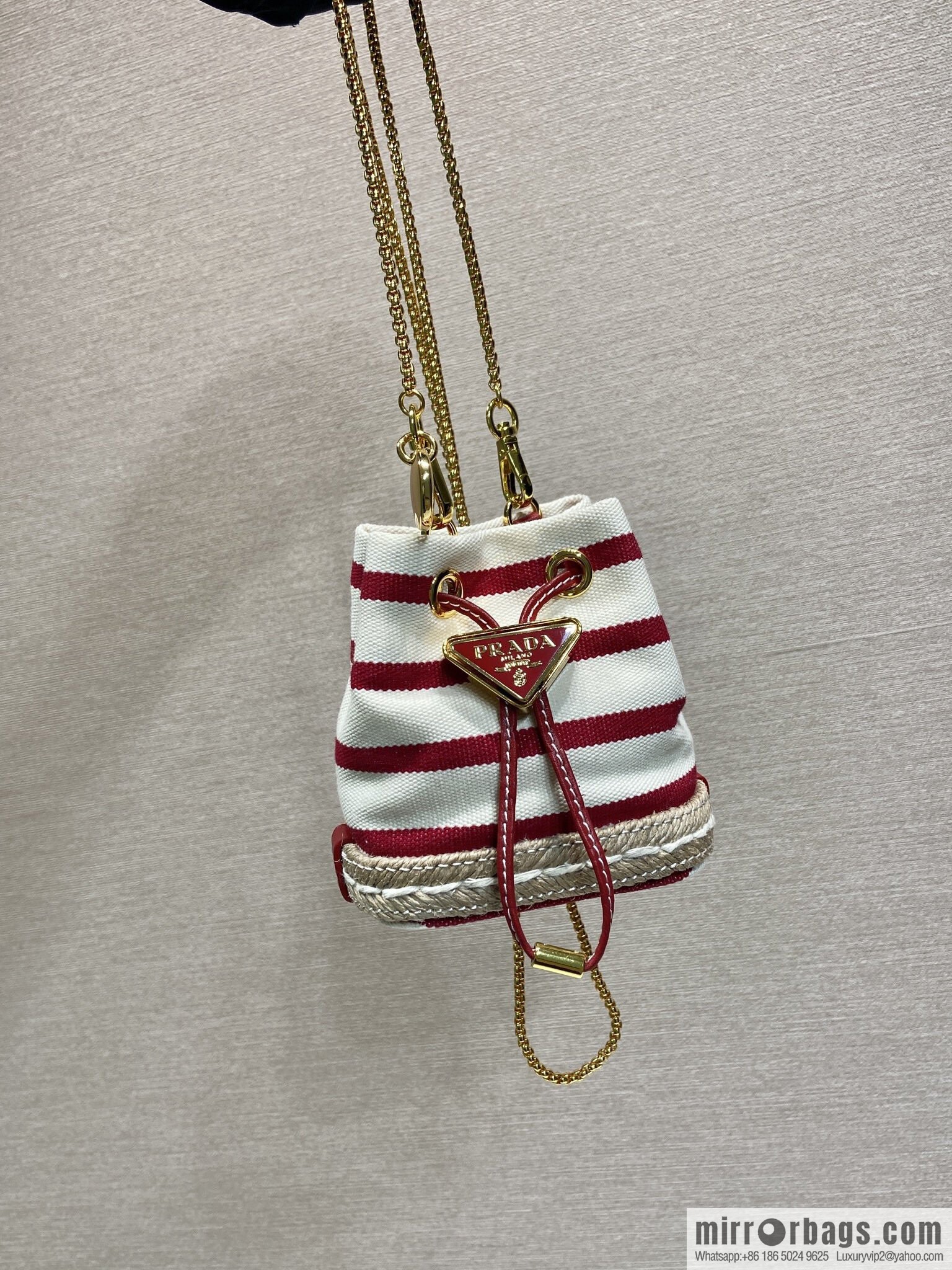 PRADA 🎉 Mini Bucket 🎉 1NR016 Stripe 🎉🎉 Red Stripe