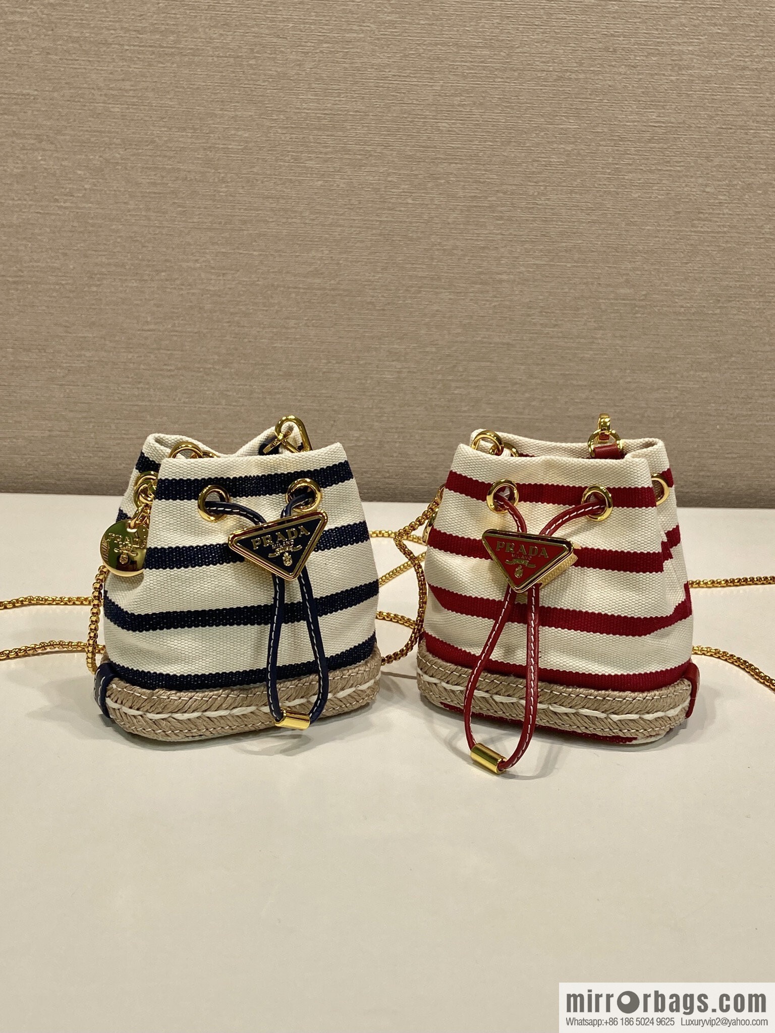 PRADA 🎉 Mini Bucket 🎉 1NR016 Stripe 🎉🎉 Red Stripe