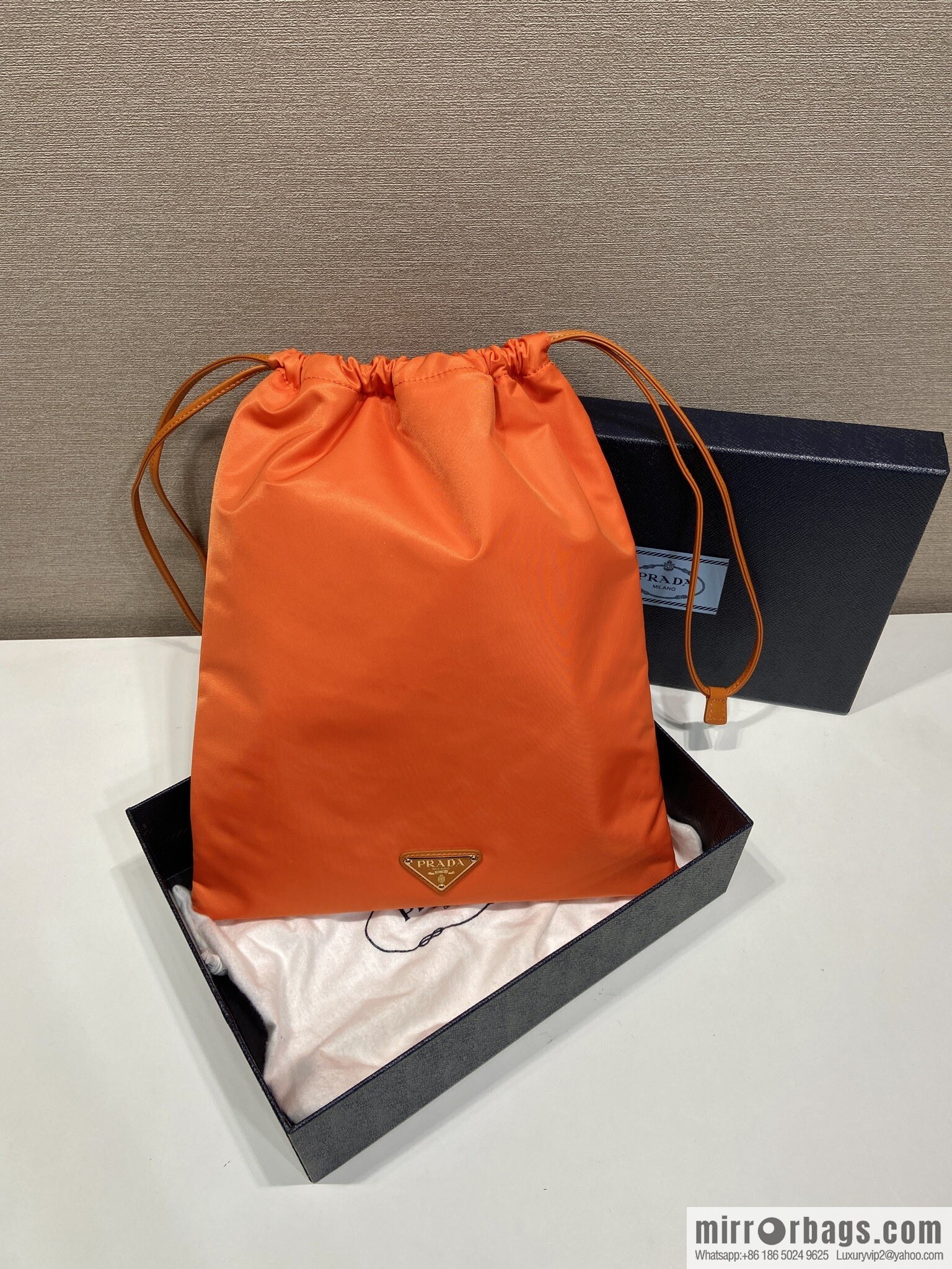 PRADA 🎉 new handbag 🎉 1NK001 drawstring pouch 🎉 orange