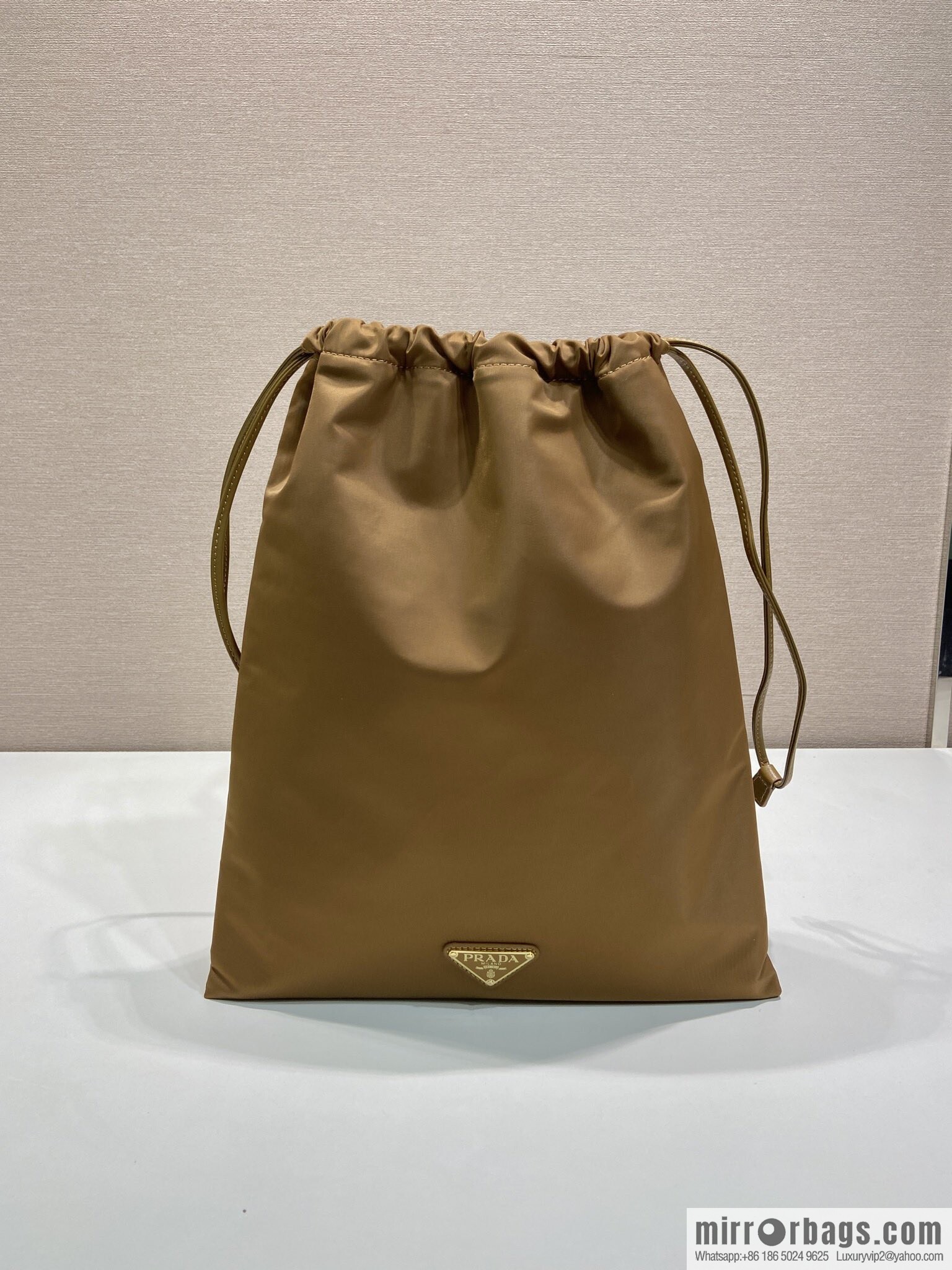 PRADA 🎉 new handbag 🎉 1NK001 drawstring pouch 🎉 caramel color