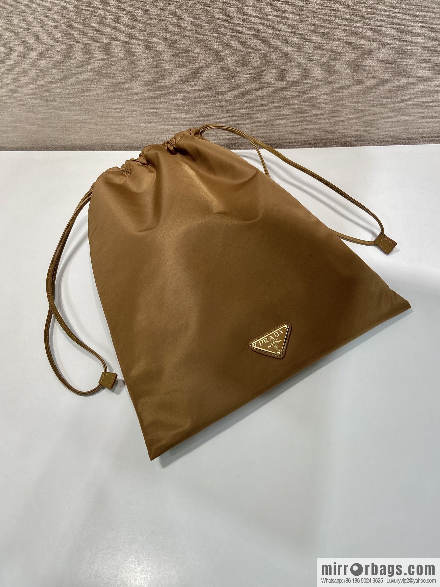 PRADA 🎉 new handbag 🎉 1NK001 drawstring pouch 🎉 caramel color