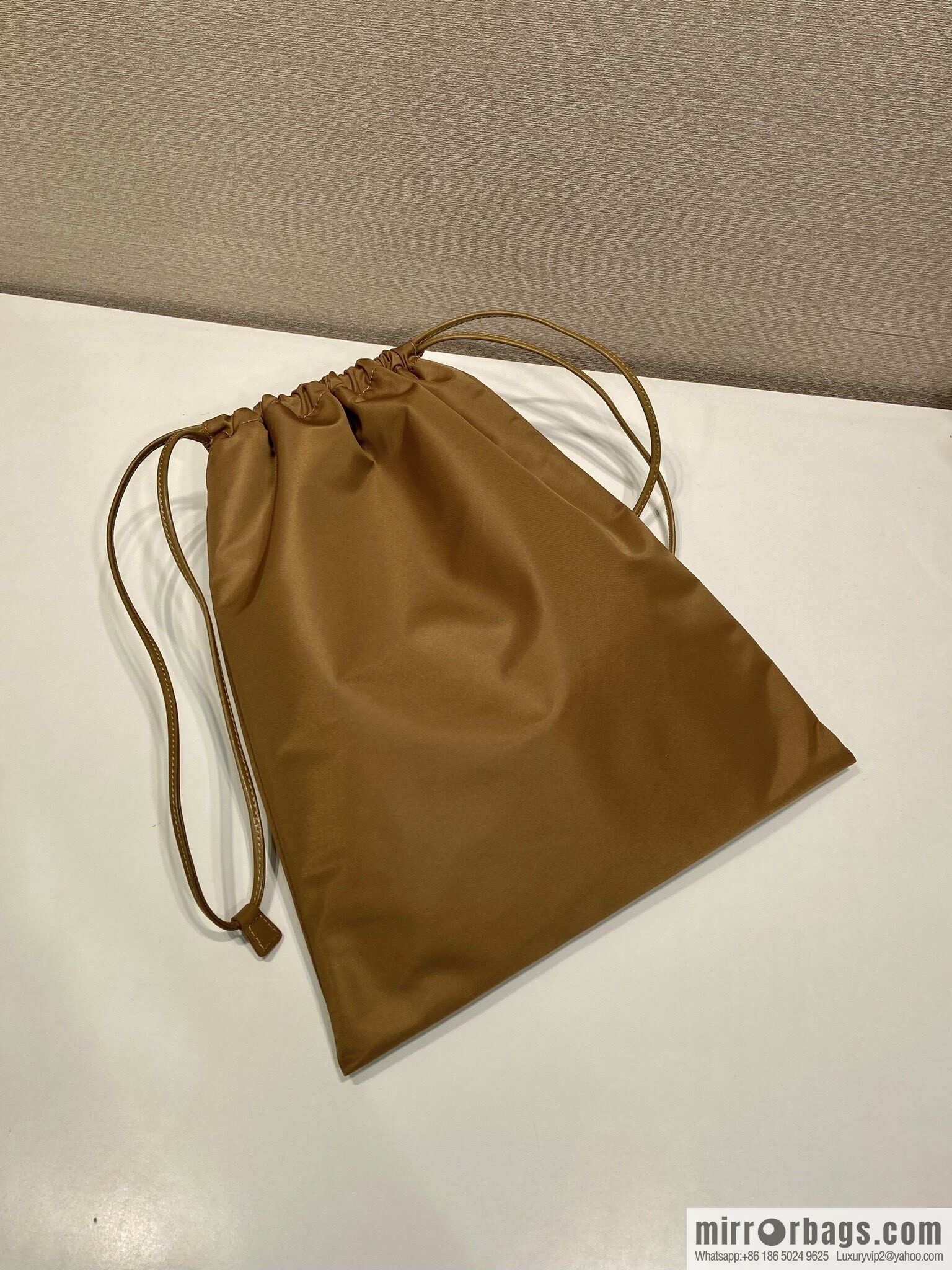 PRADA 🎉 new handbag 🎉 1NK001 drawstring pouch 🎉 caramel color