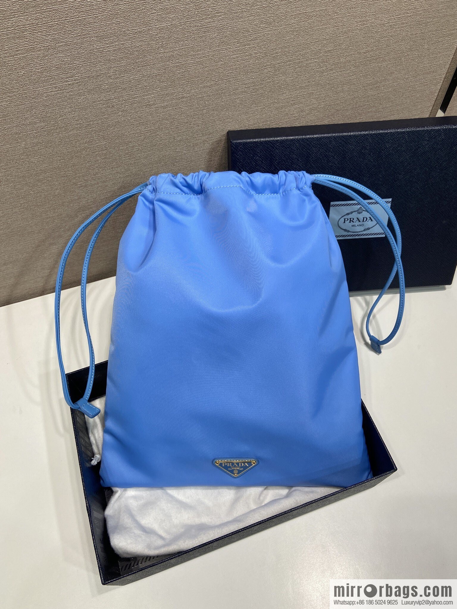 PRADA 🎉 new handbag 🎉 1NK001 drawstring pouch 🎉 blue