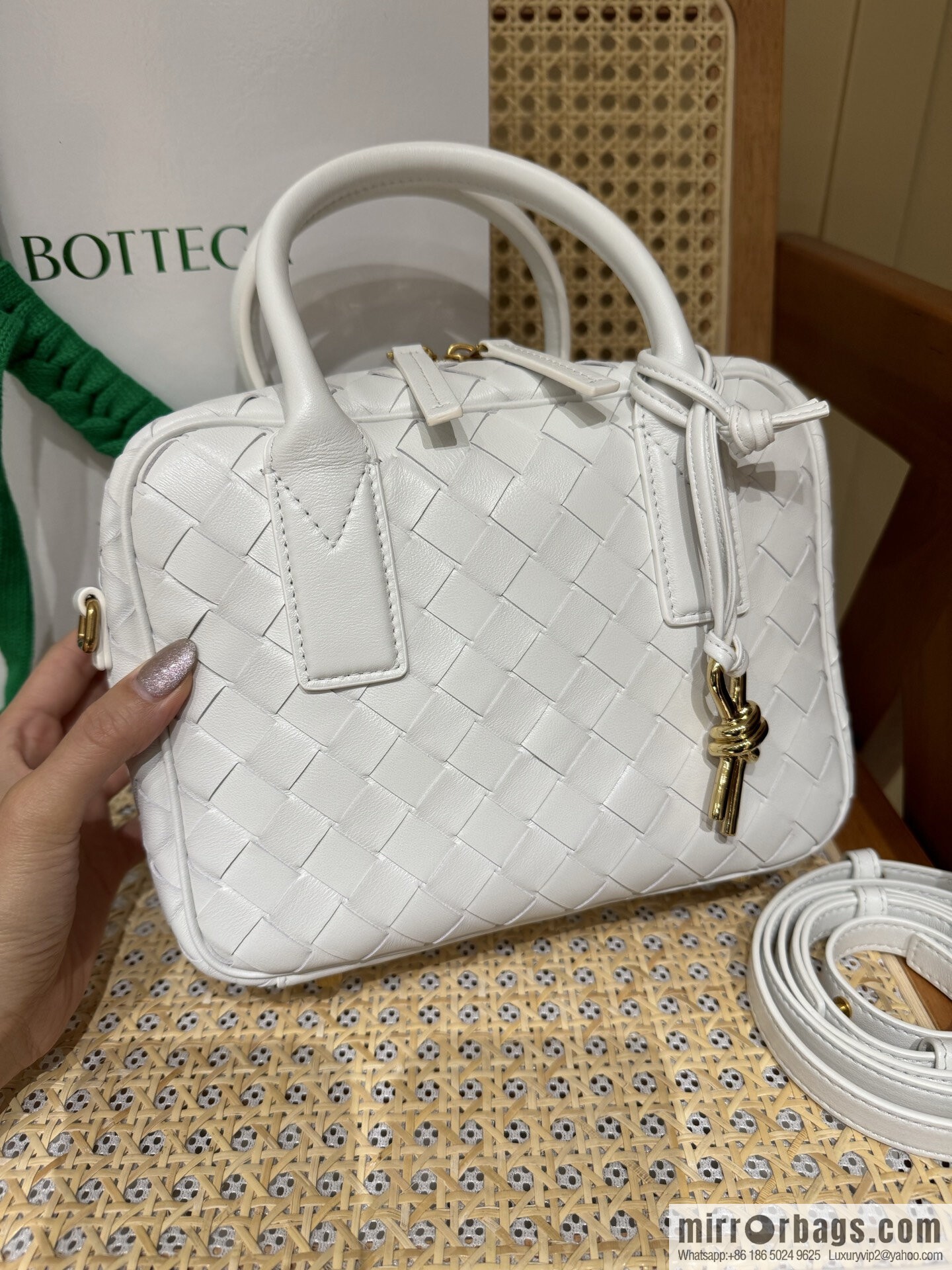 BV Small Getaway Handbag 776736 White