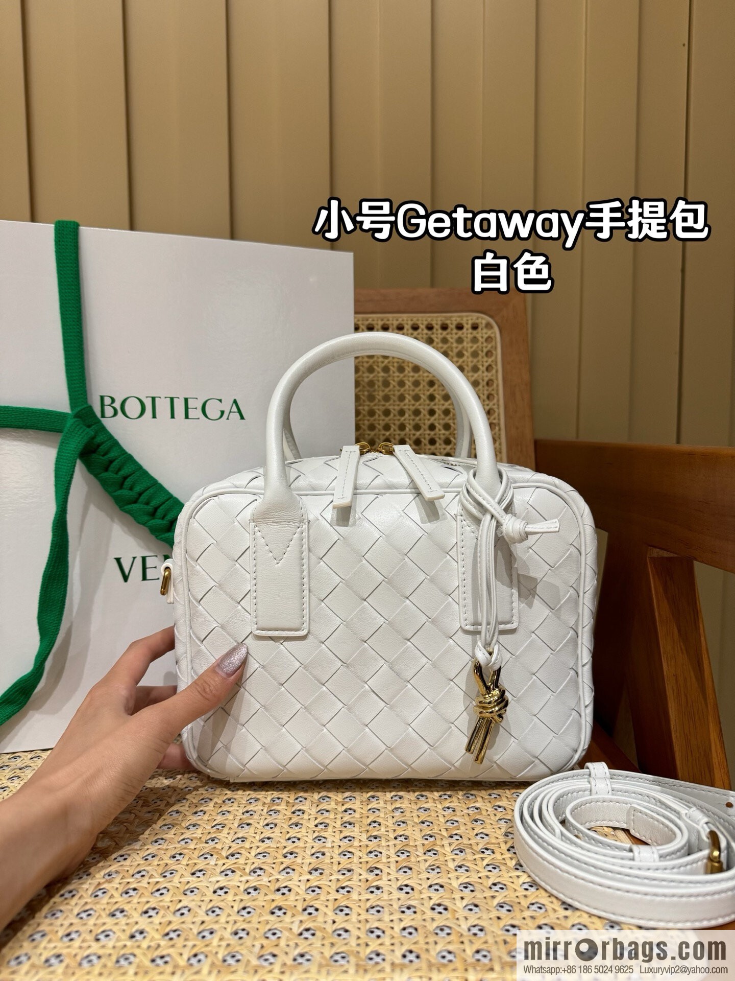 BV Small Getaway Handbag 776736 White