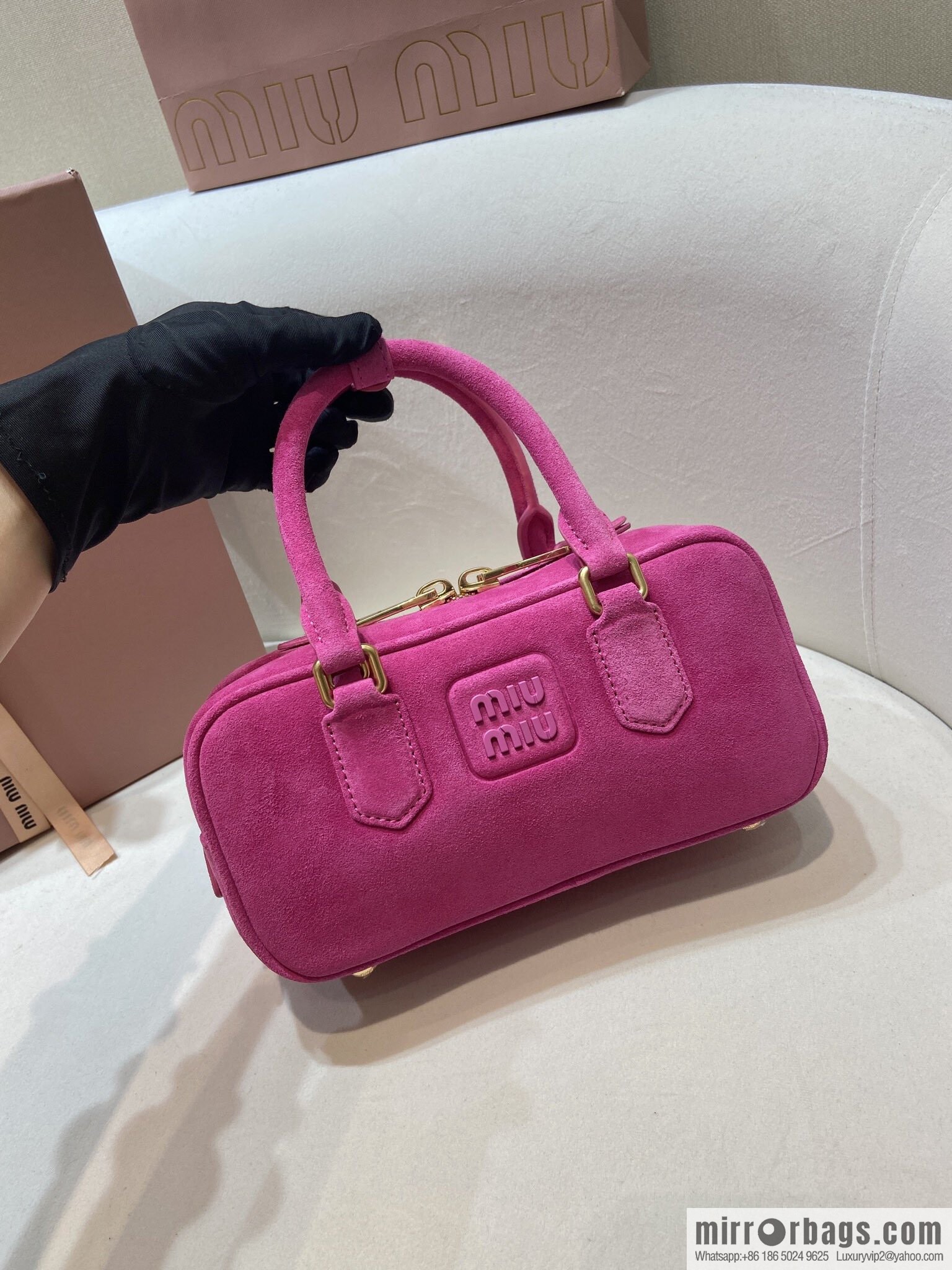 MIUMIU new bowling bag 5BB142 suede