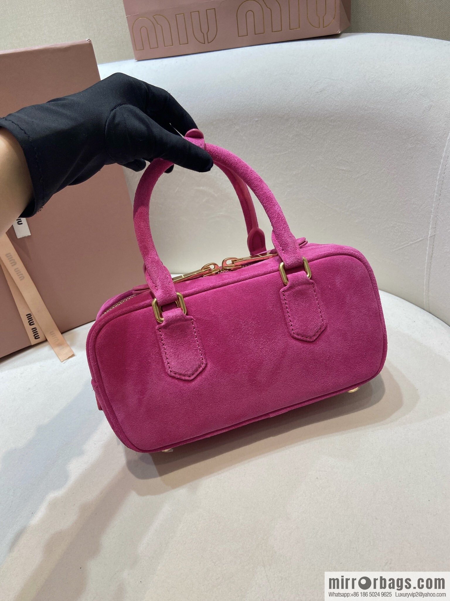 MIUMIU new bowling bag 5BB142 suede