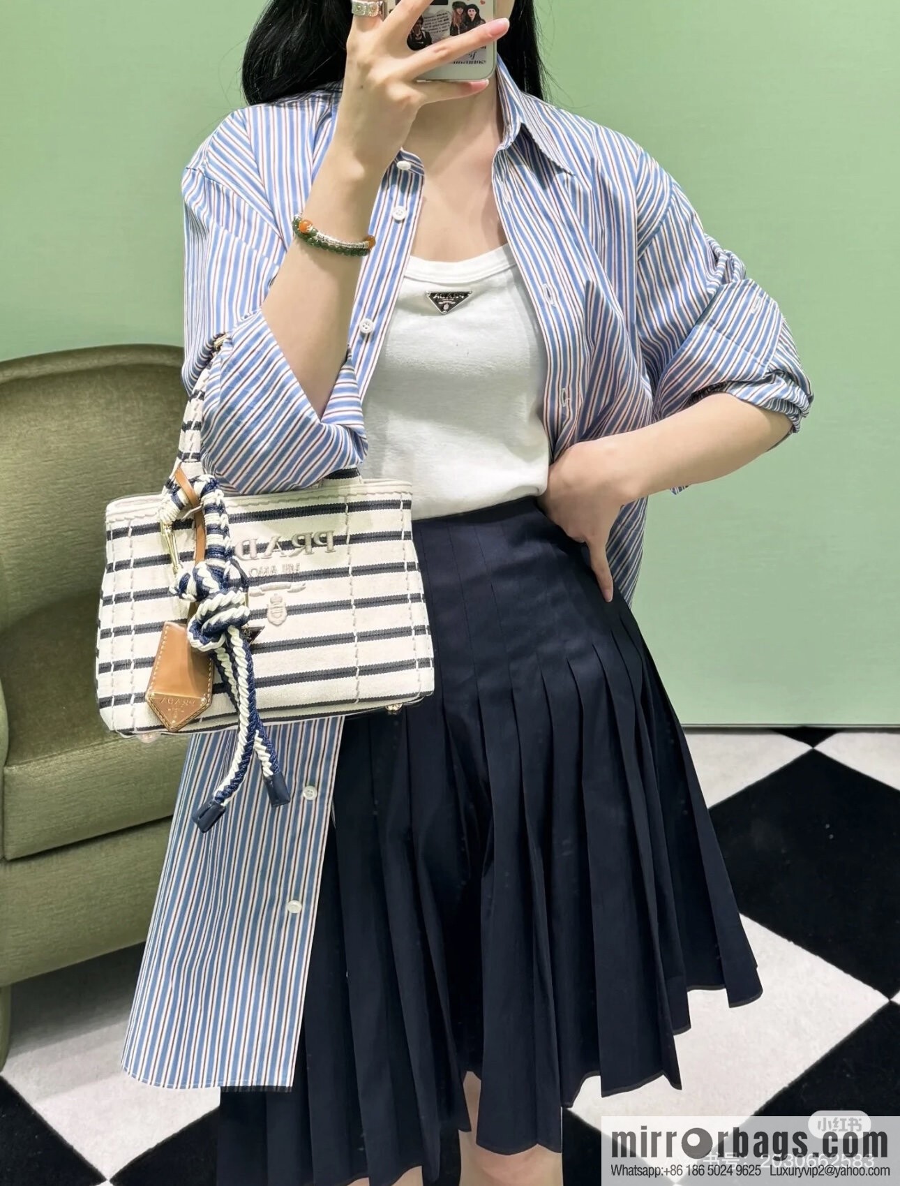 PRADA 🎉 new handbag 🎉 1BA038 🎉🎉 black stripe