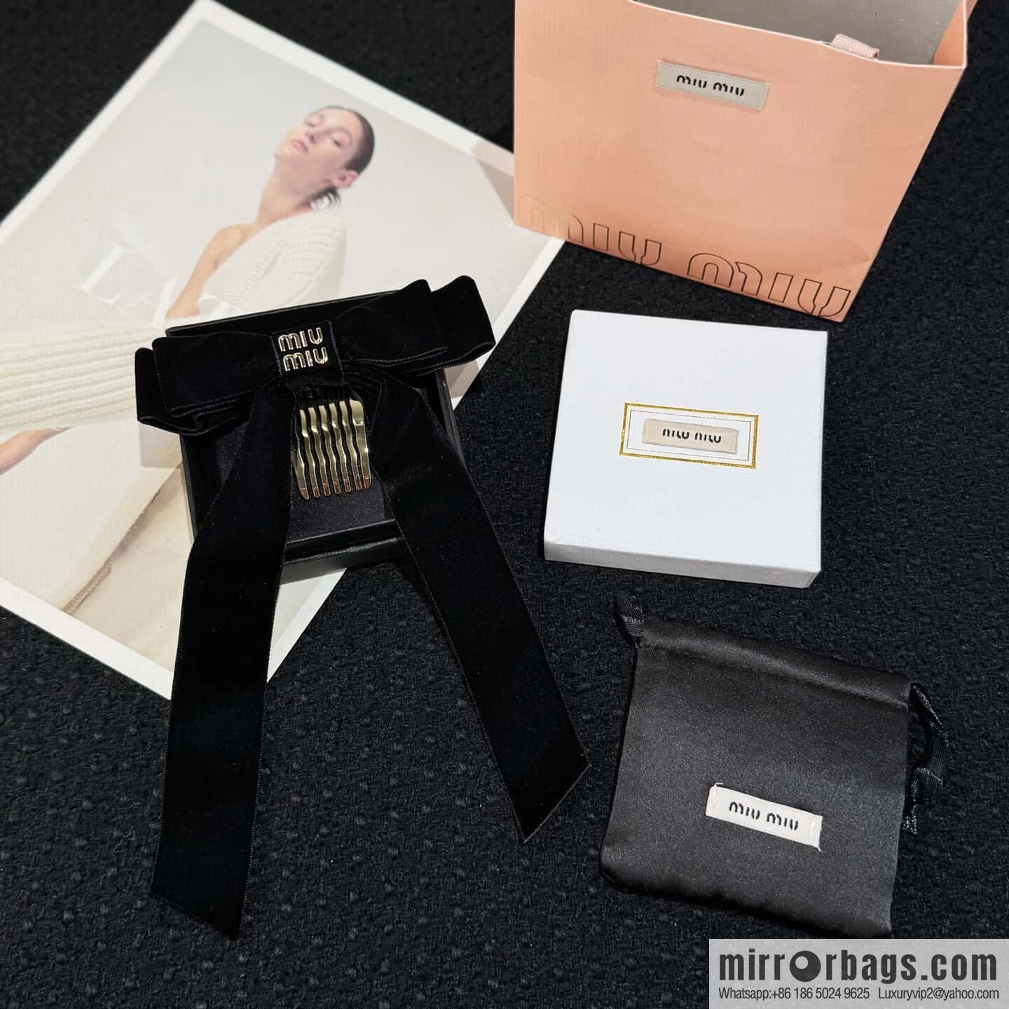 ❗️New ❗️ MIU MIU Miu Black Bow Hairpin Hairpin