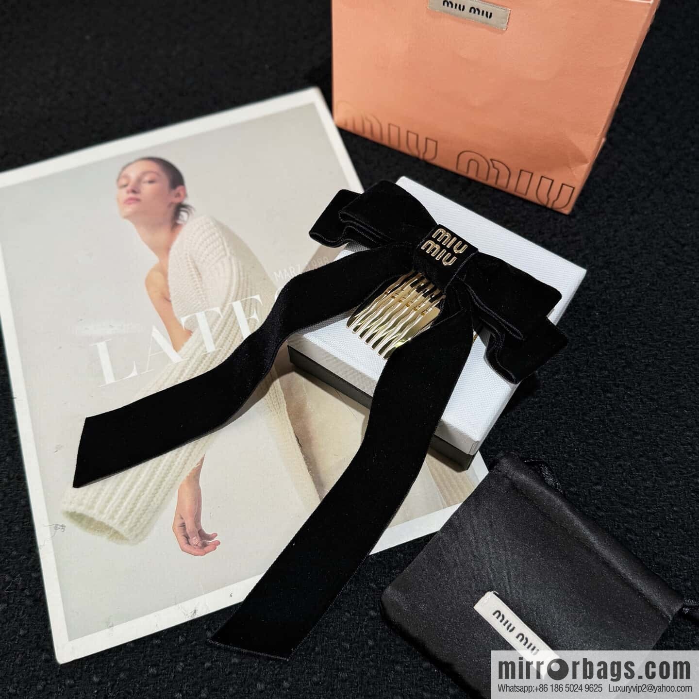 ❗️New ❗️ MIU MIU Miu Black Bow Hairpin Hairpin