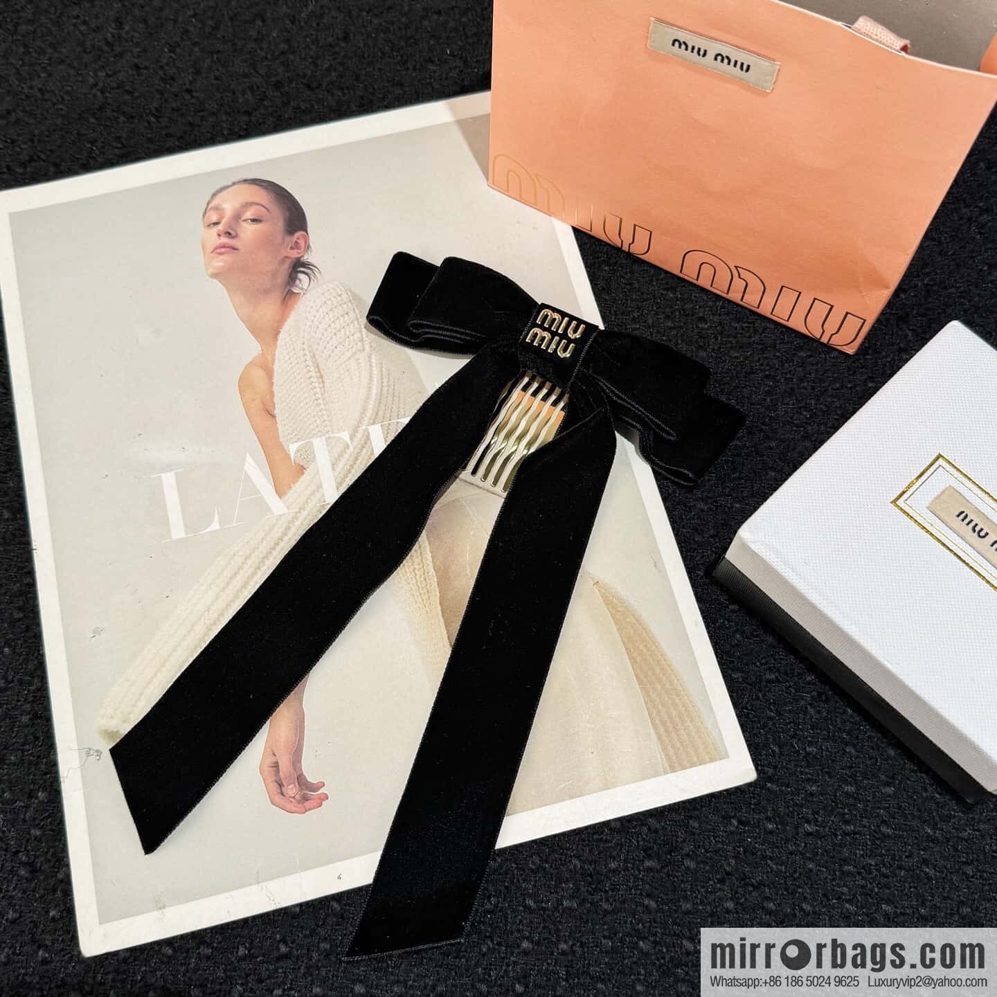 ❗️New ❗️ MIU MIU Miu Black Bow Hairpin Hairpin