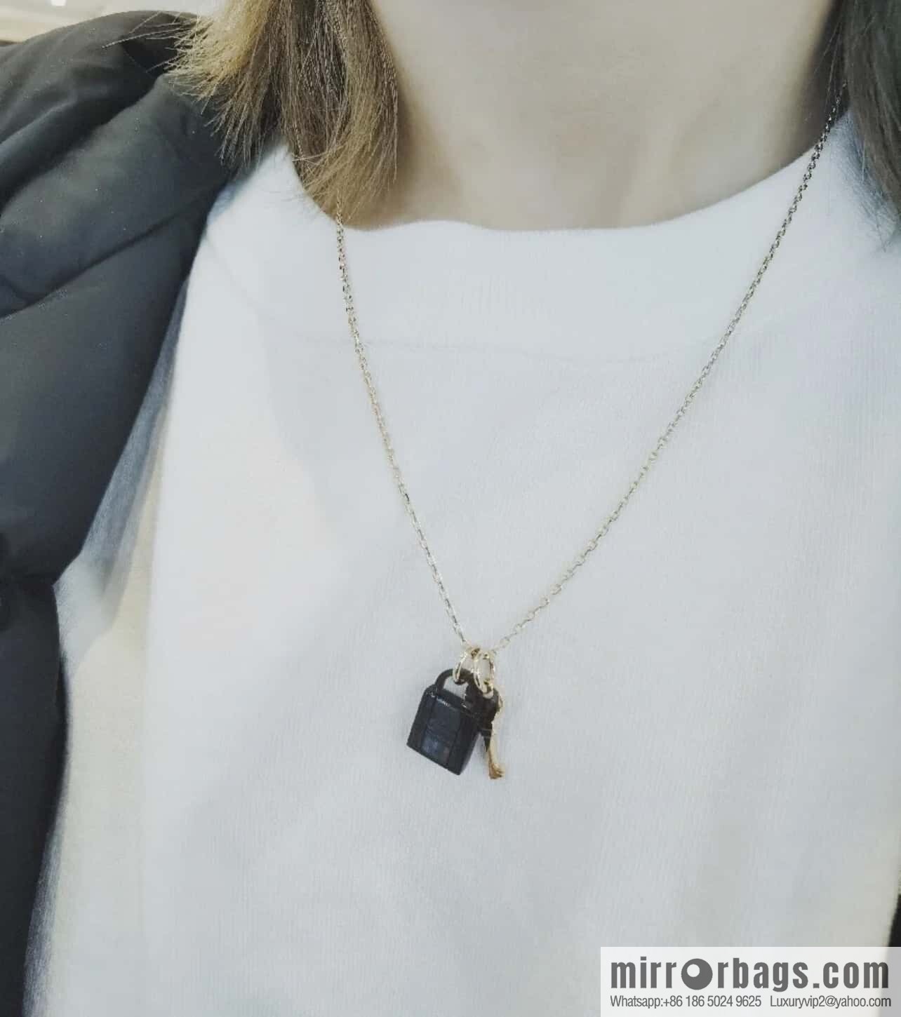 ❗️New ❗️ ☀️ Hermès HERMES Buffalo Horn Amulette Padlock Key Necklace ☀️