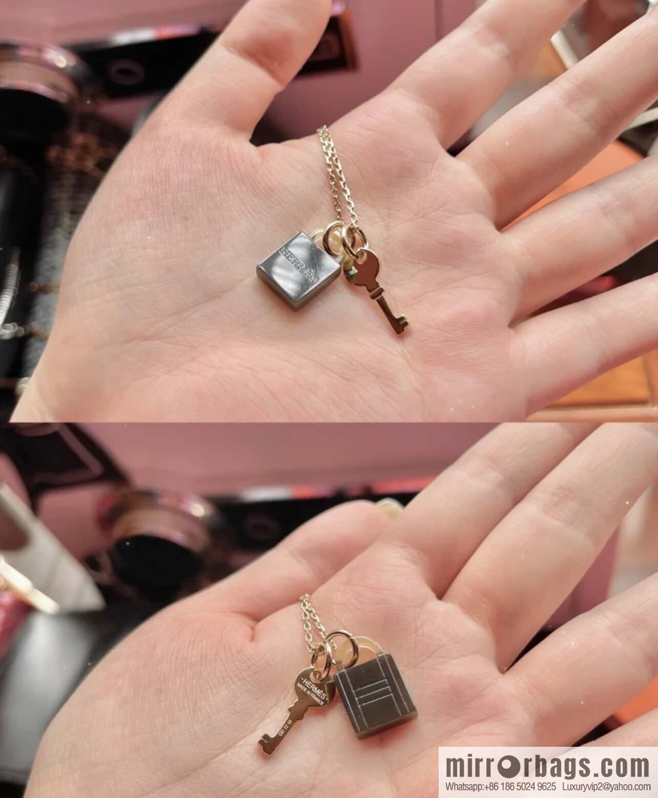 ❗️New ❗️ ☀️ Hermès HERMES Buffalo Horn Amulette Padlock Key Necklace ☀️