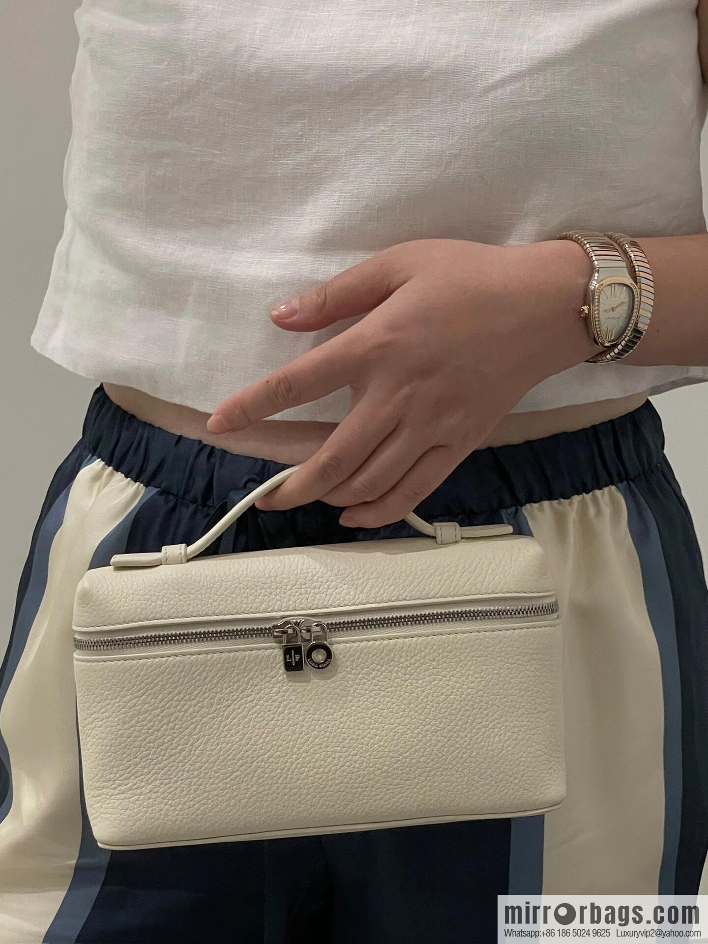 Loro Piana 2nd Generation Extra Pocket L19 Clutch Bag FAN4046 Whispering Silver Buckle
