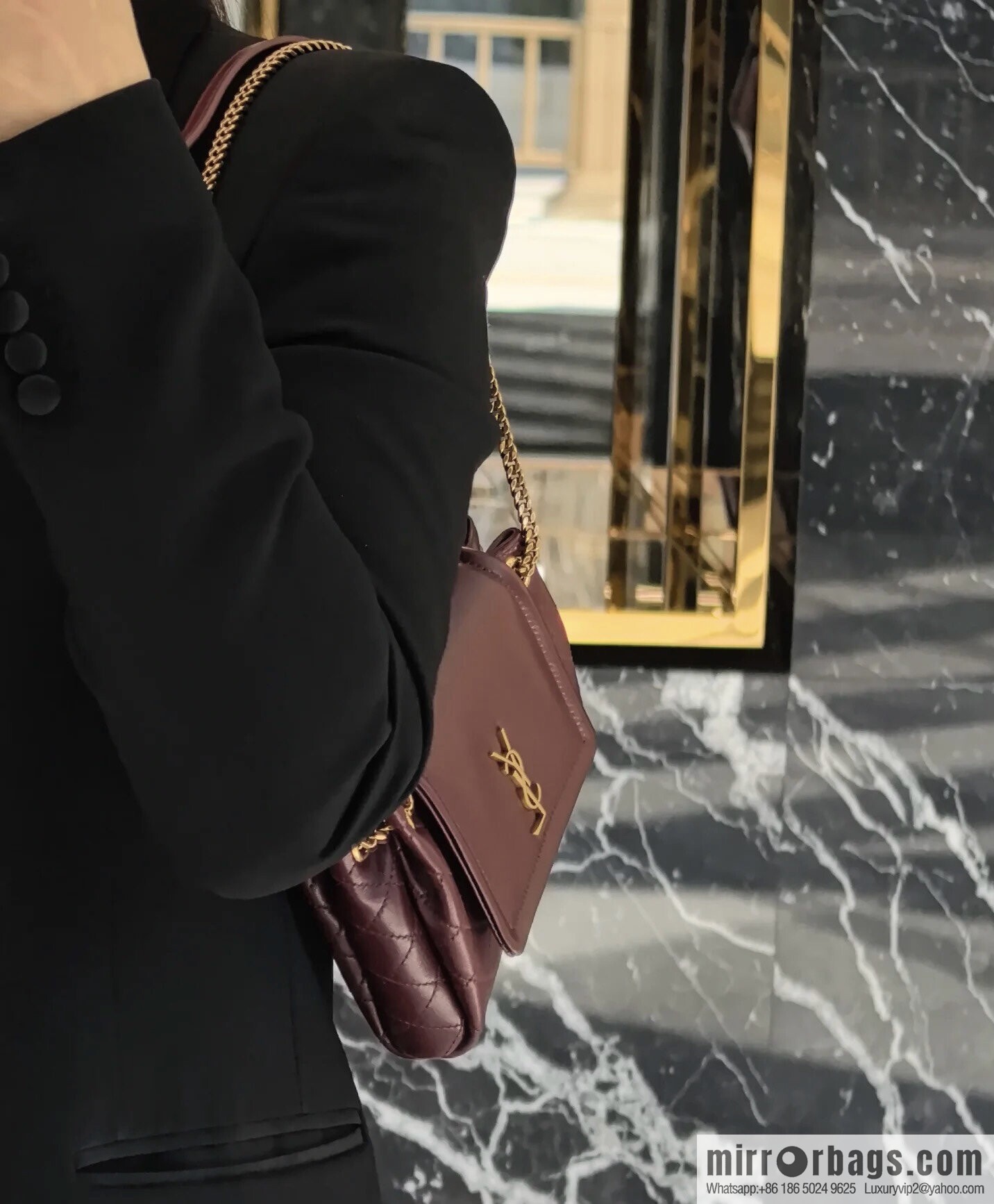 YSL 𝙈𝙊𝙉𝙊𝙂𝙍𝘼𝙈 𝙉𝙊𝙇𝙄𝙏𝘼 sheep leather mini handbag 672738 burgundy