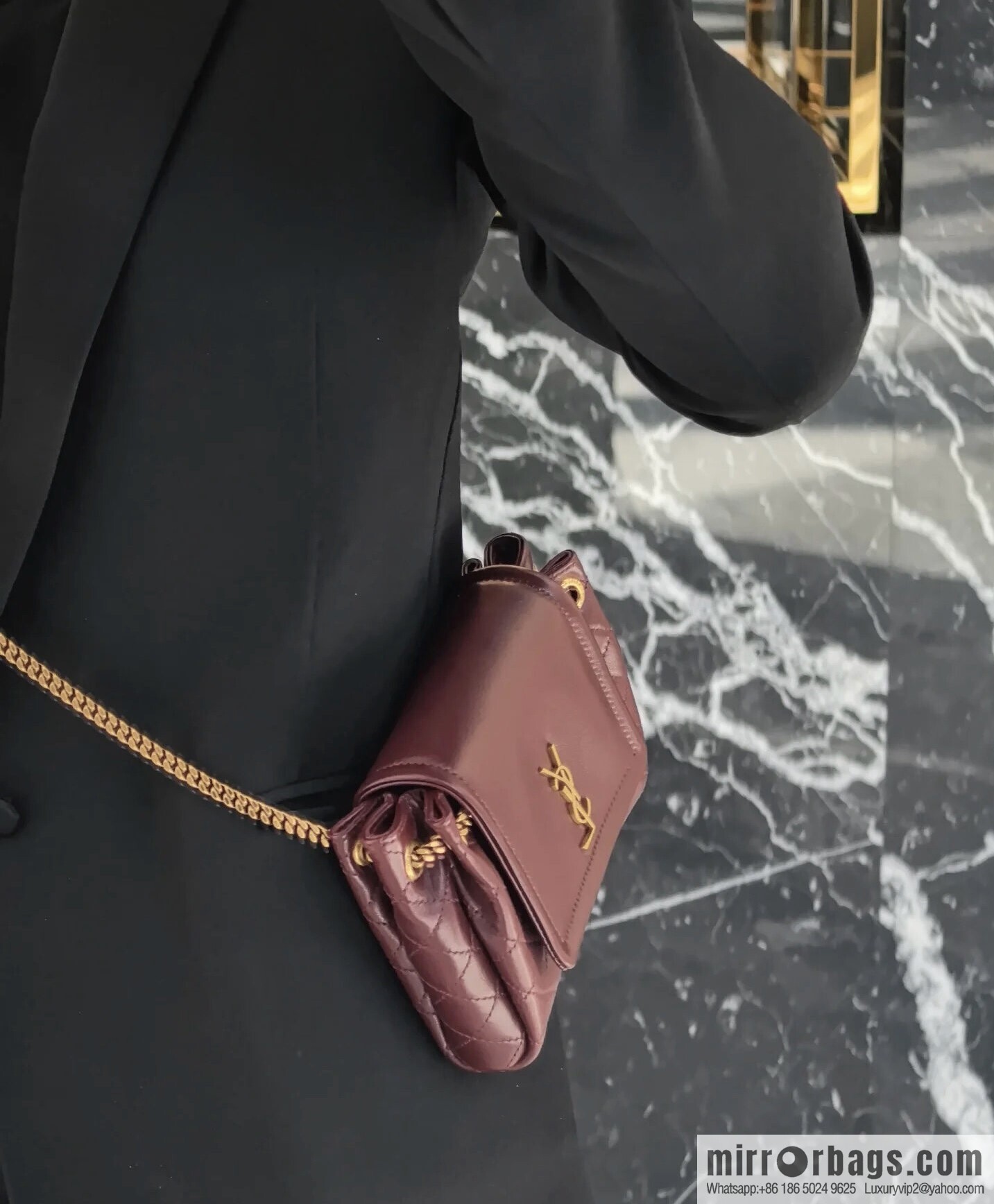 YSL 𝙈𝙊𝙉𝙊𝙂𝙍𝘼𝙈 𝙉𝙊𝙇𝙄𝙏𝘼 sheep leather mini handbag 672738 burgundy