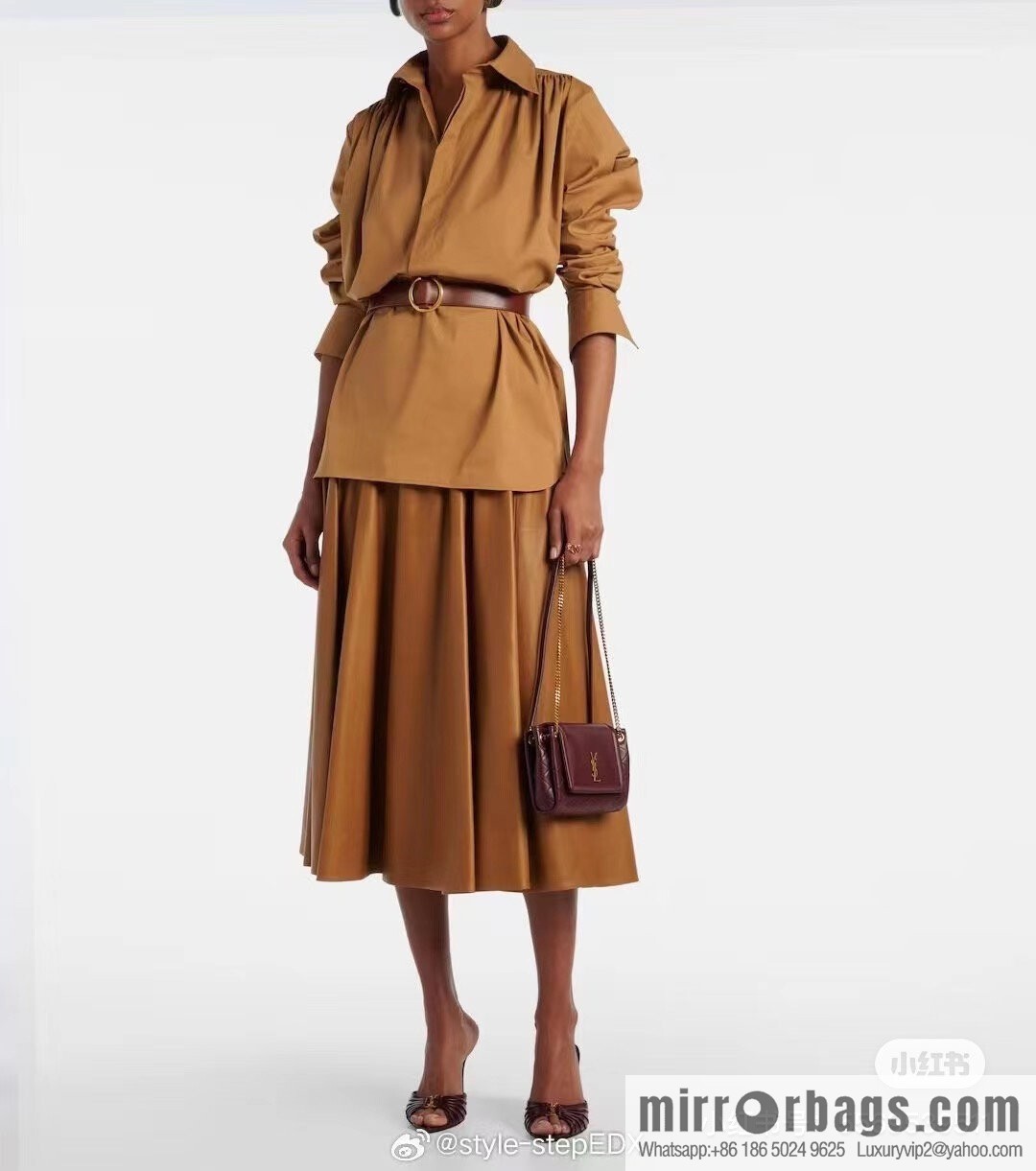 YSL 𝙈𝙊𝙉𝙊𝙂𝙍𝘼𝙈 𝙉𝙊𝙇𝙄𝙏𝘼 sheep leather mini handbag 672738 burgundy