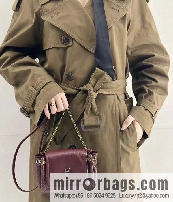 YSL 𝙈𝙊𝙉𝙊𝙂𝙍𝘼𝙈 𝙉𝙊𝙇𝙄𝙏𝘼 sheep leather mini handbag 672738 burgundy