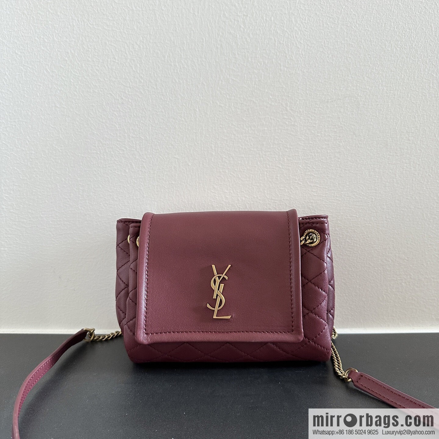 YSL 𝙈𝙊𝙉𝙊𝙂𝙍𝘼𝙈 𝙉𝙊𝙇𝙄𝙏𝘼 sheep leather mini handbag 672738 burgundy