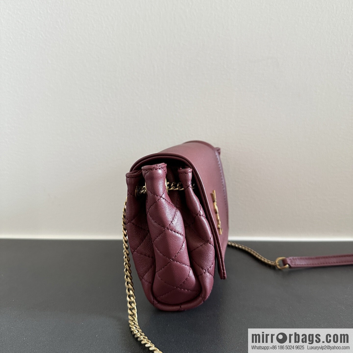 YSL 𝙈𝙊𝙉𝙊𝙂𝙍𝘼𝙈 𝙉𝙊𝙇𝙄𝙏𝘼 sheep leather mini handbag 672738 burgundy