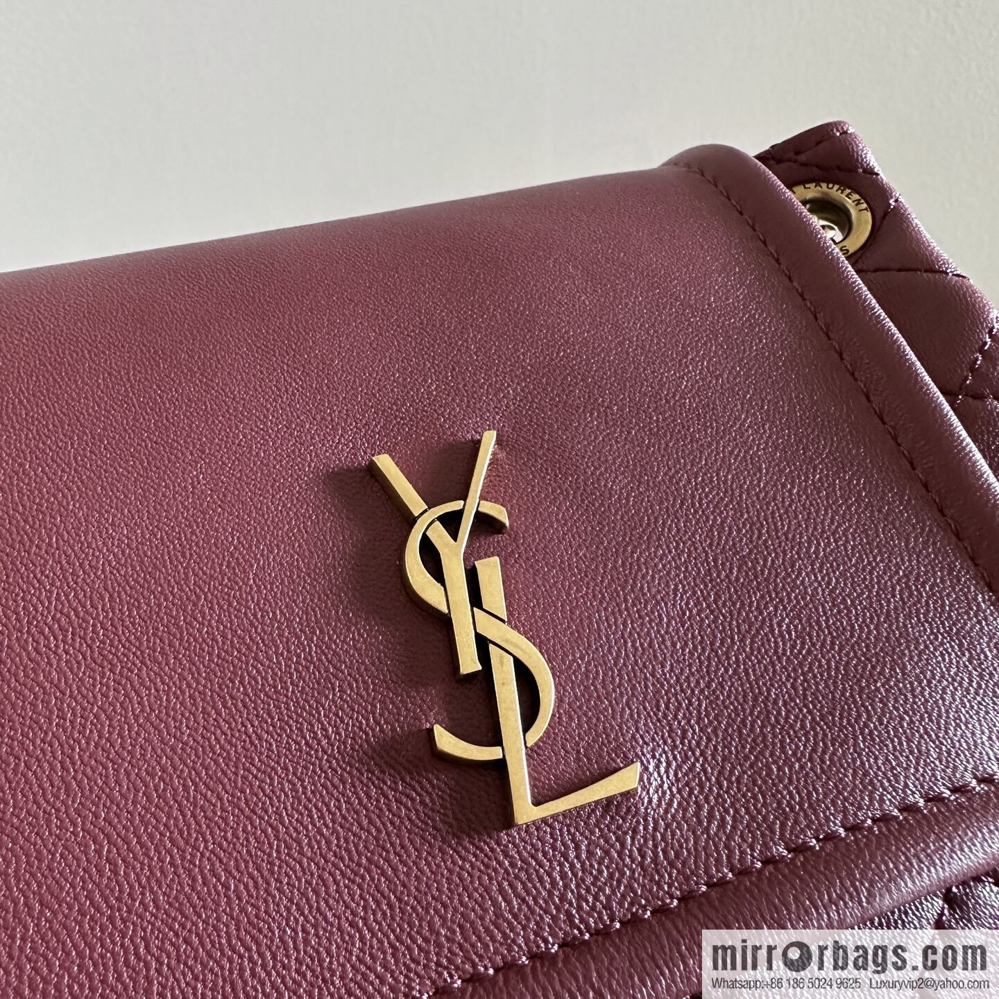 YSL 𝙈𝙊𝙉𝙊𝙂𝙍𝘼𝙈 𝙉𝙊𝙇𝙄𝙏𝘼 sheep leather mini handbag 672738 burgundy