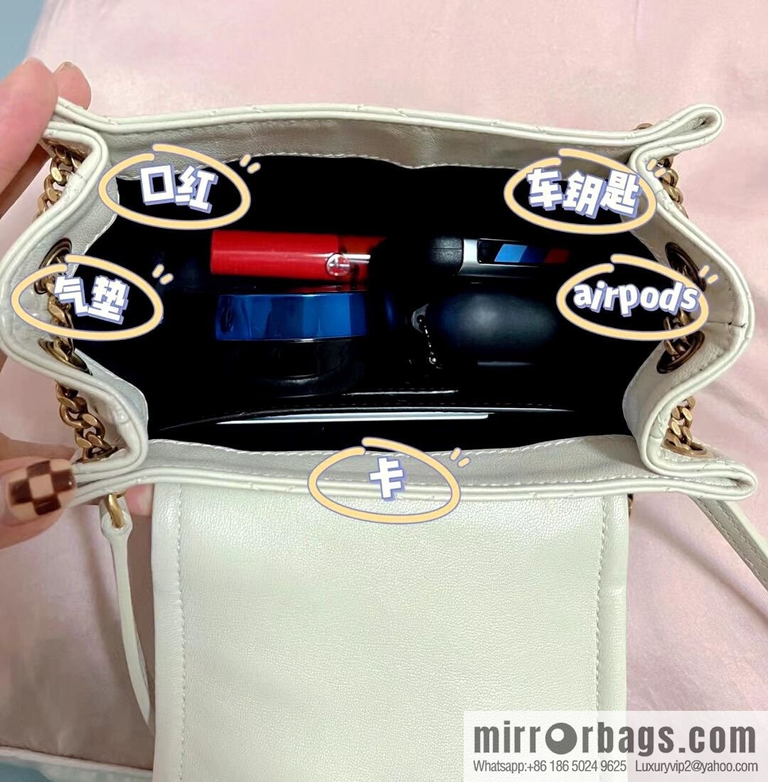 YSL 𝙈𝙊𝙉𝙊𝙂𝙍𝘼𝙈 𝙉𝙊𝙇𝙄𝙏𝘼 sheep leather mini handbag 672738 white