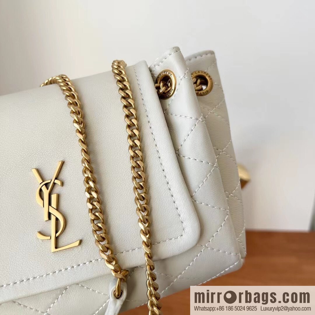 YSL 𝙈𝙊𝙉𝙊𝙂𝙍𝘼𝙈 𝙉𝙊𝙇𝙄𝙏𝘼 sheep leather mini handbag 672738 white