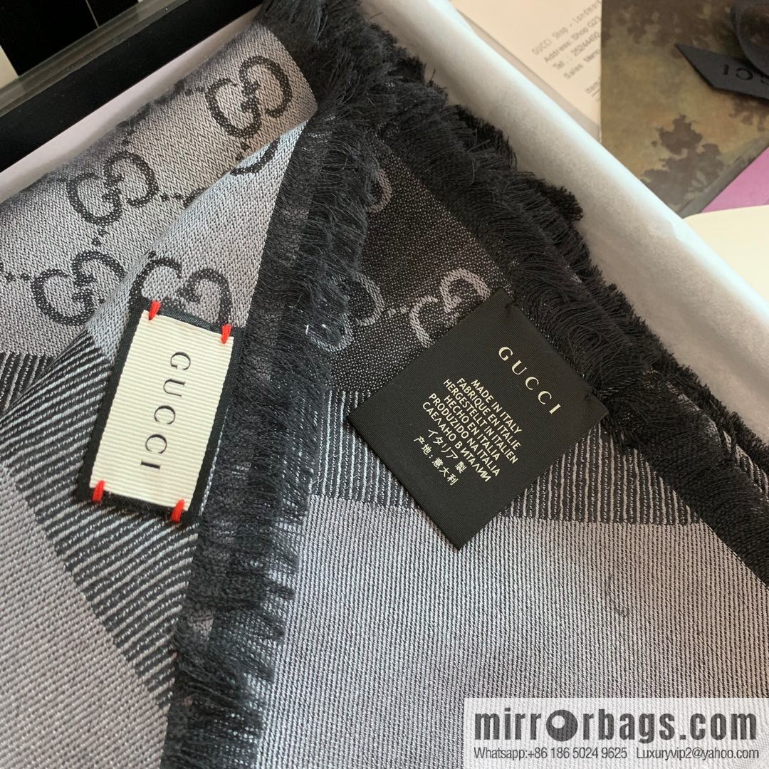 GUCCI Gucci letter pattern 100% silk wool scarf