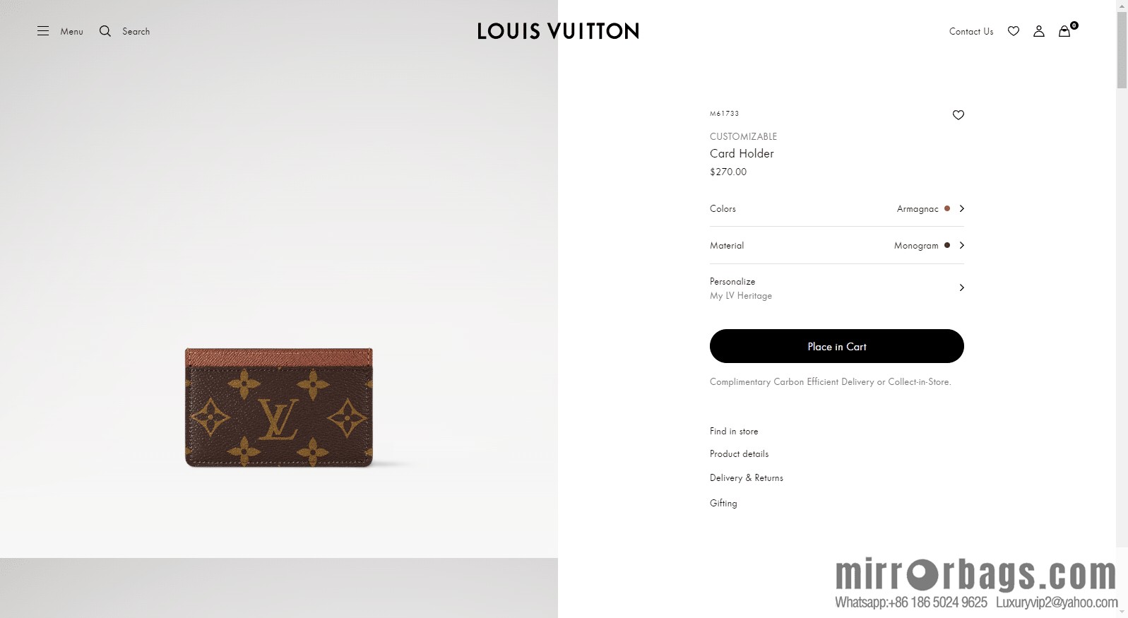 LV card holder M61733 premium