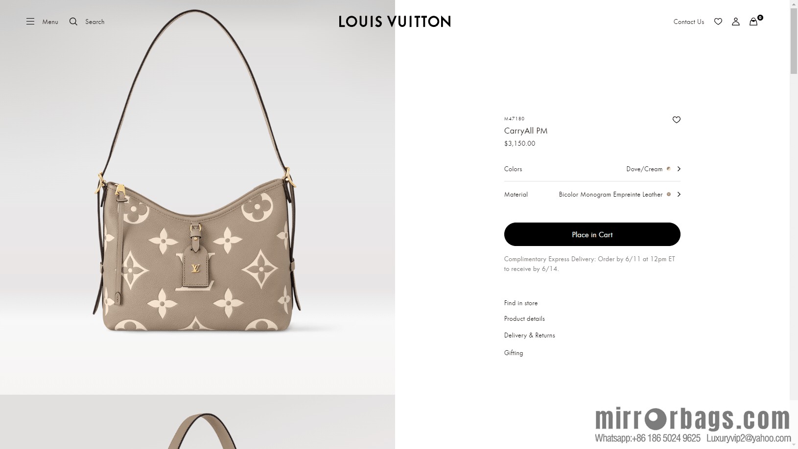 LV M47180 CARRYALL Small handbag