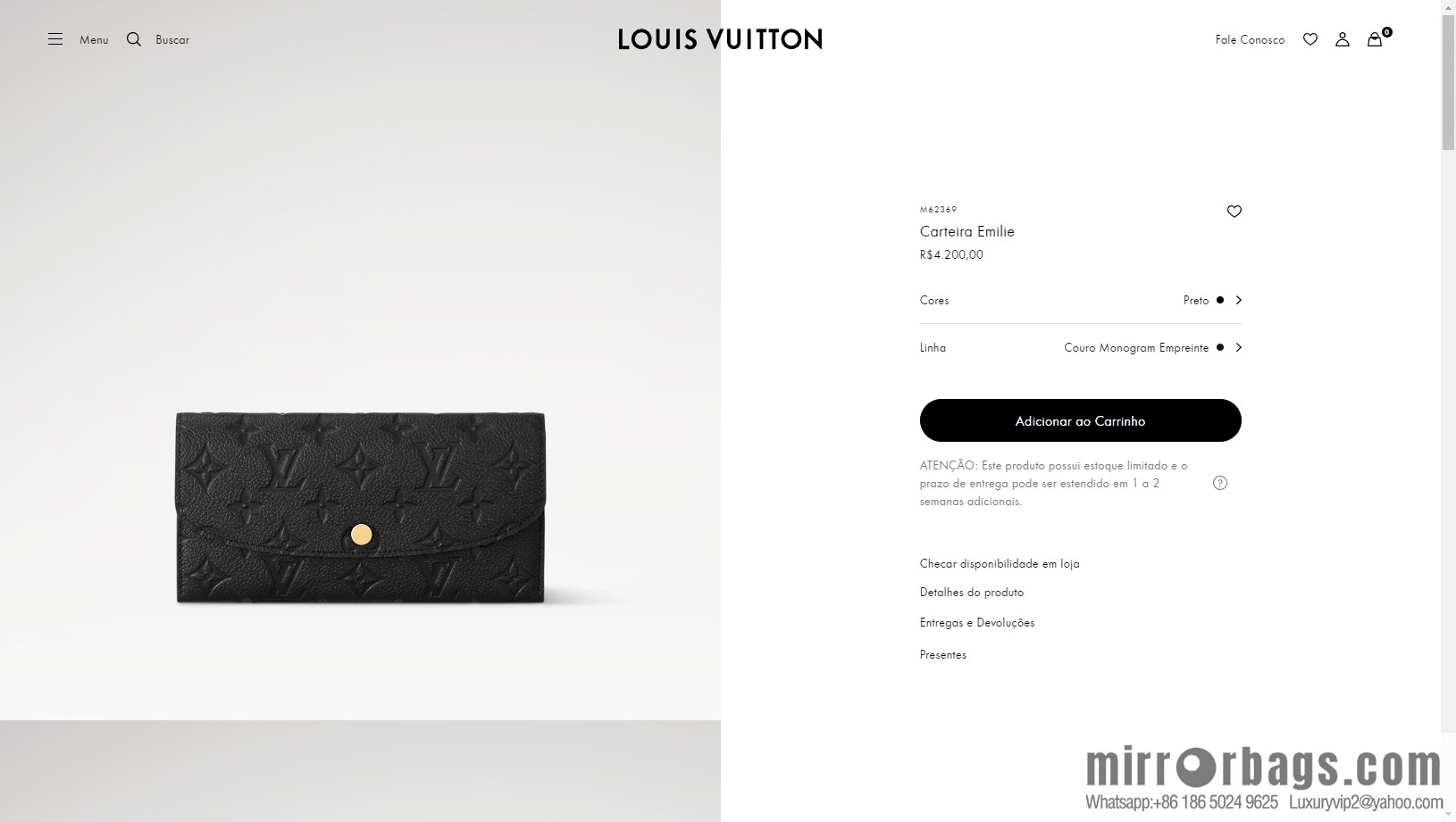 LV Emilie Wallet M62369 Premium
