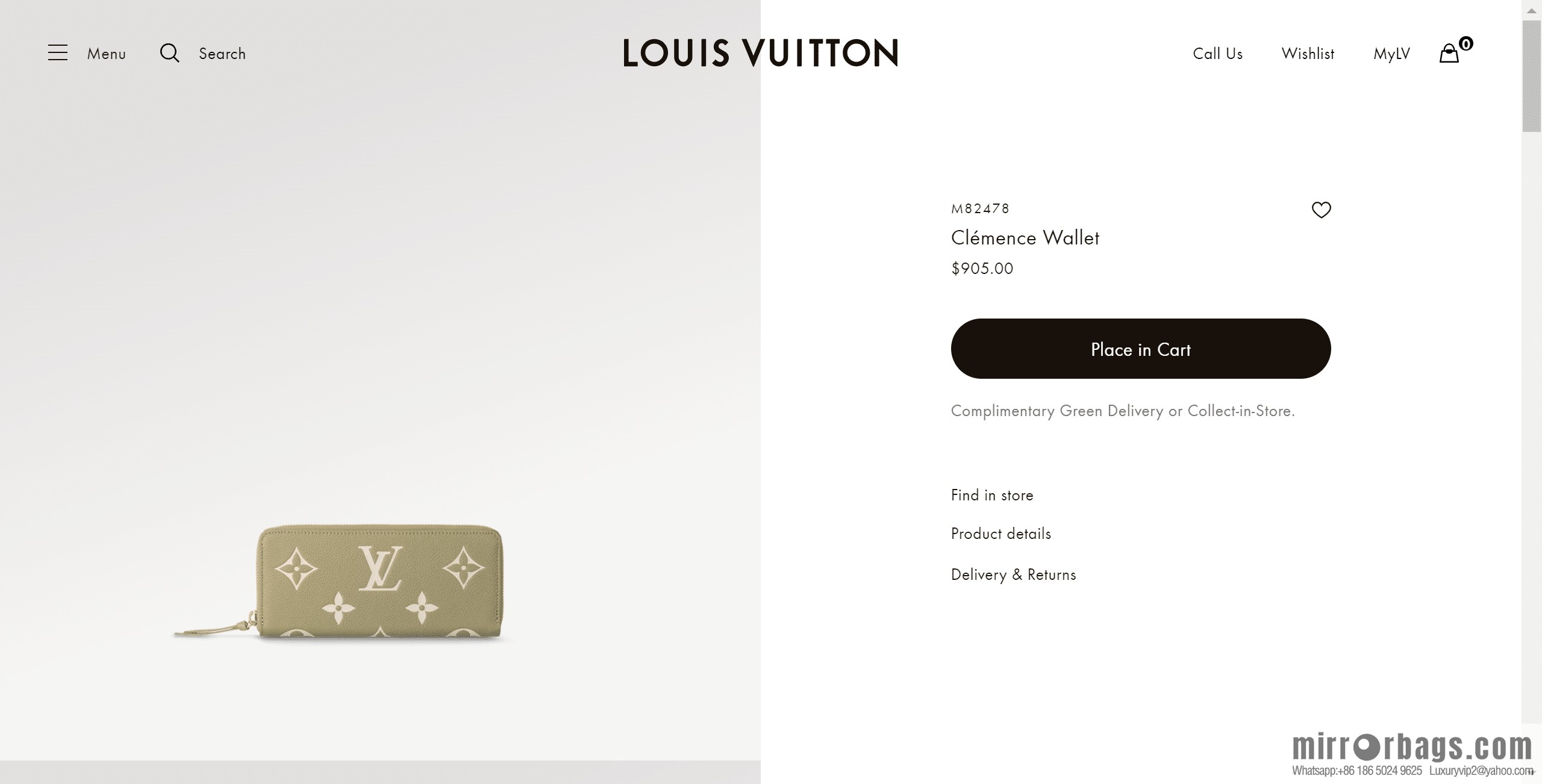 LV M82478 Clémence Wallet