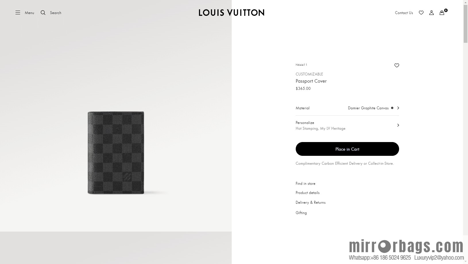LV Passport Cover N64411 Premium