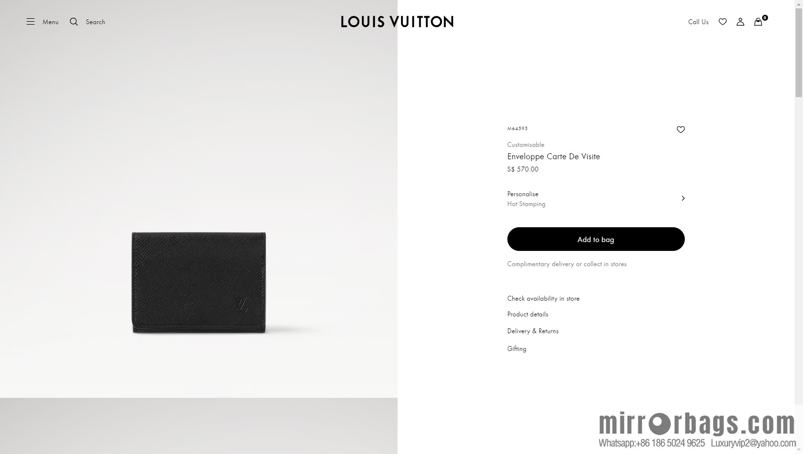 LV Enveloppe Carte De Visite M64595 Premium