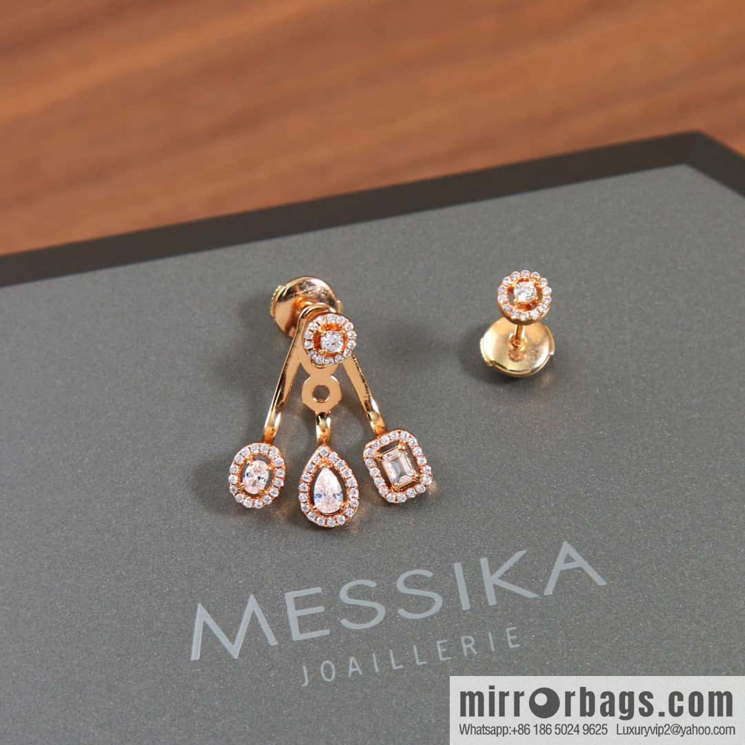 ☀️Messika MY TWIN TRIO Diamond Asymmetrical Stud Earrings ☀️