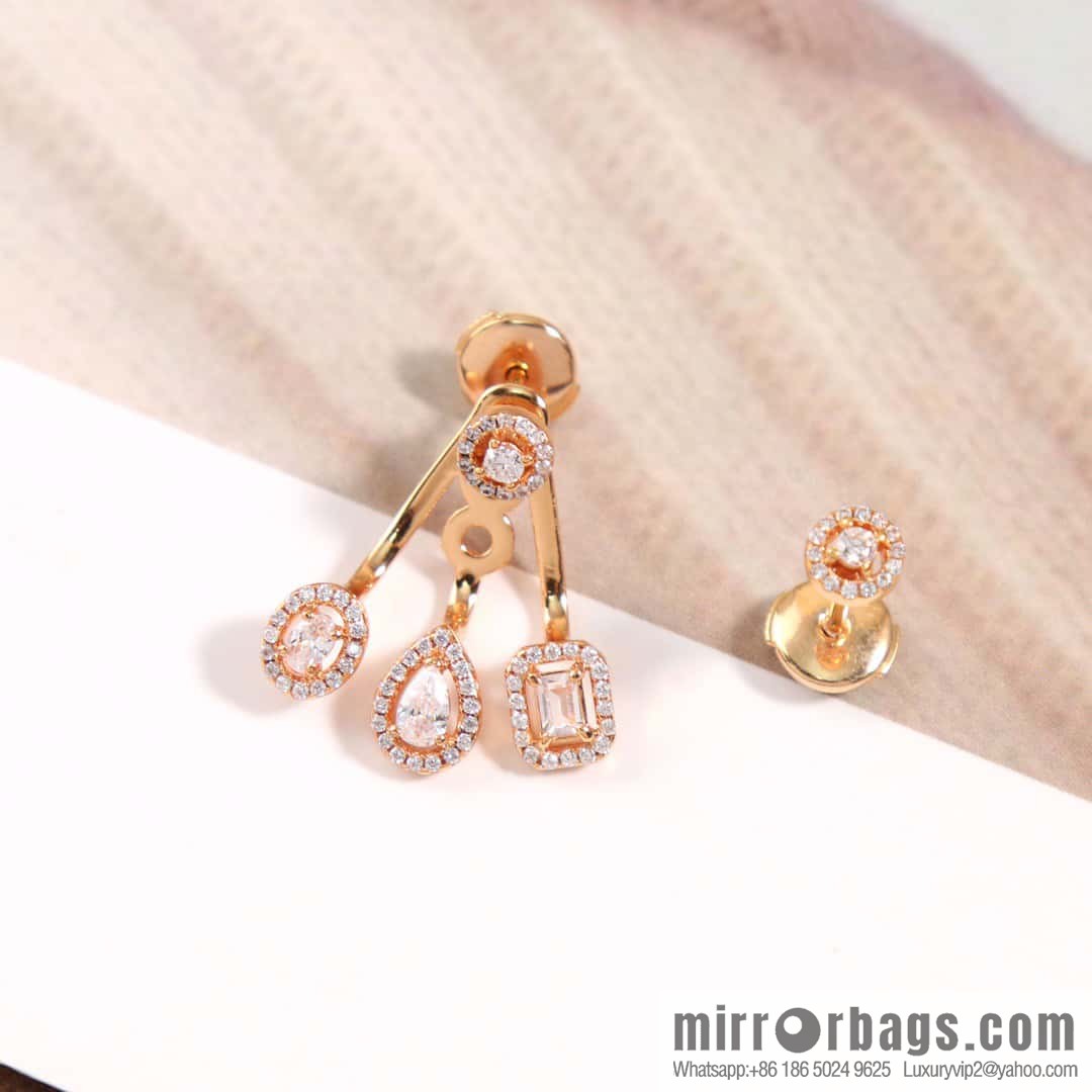 ☀️Messika MY TWIN TRIO Diamond Asymmetrical Stud Earrings ☀️